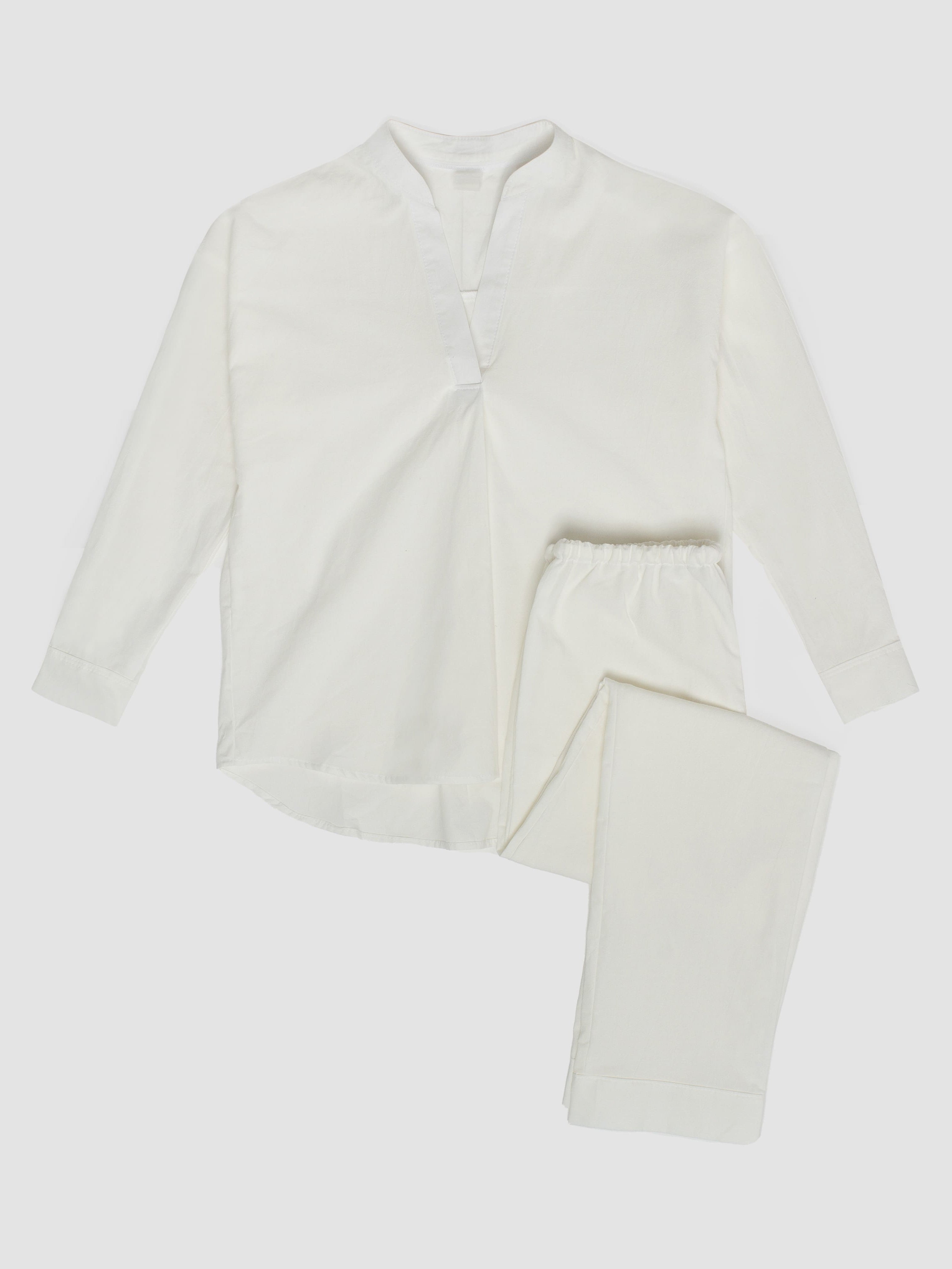 Pijama femenina de algodón cocido Creme