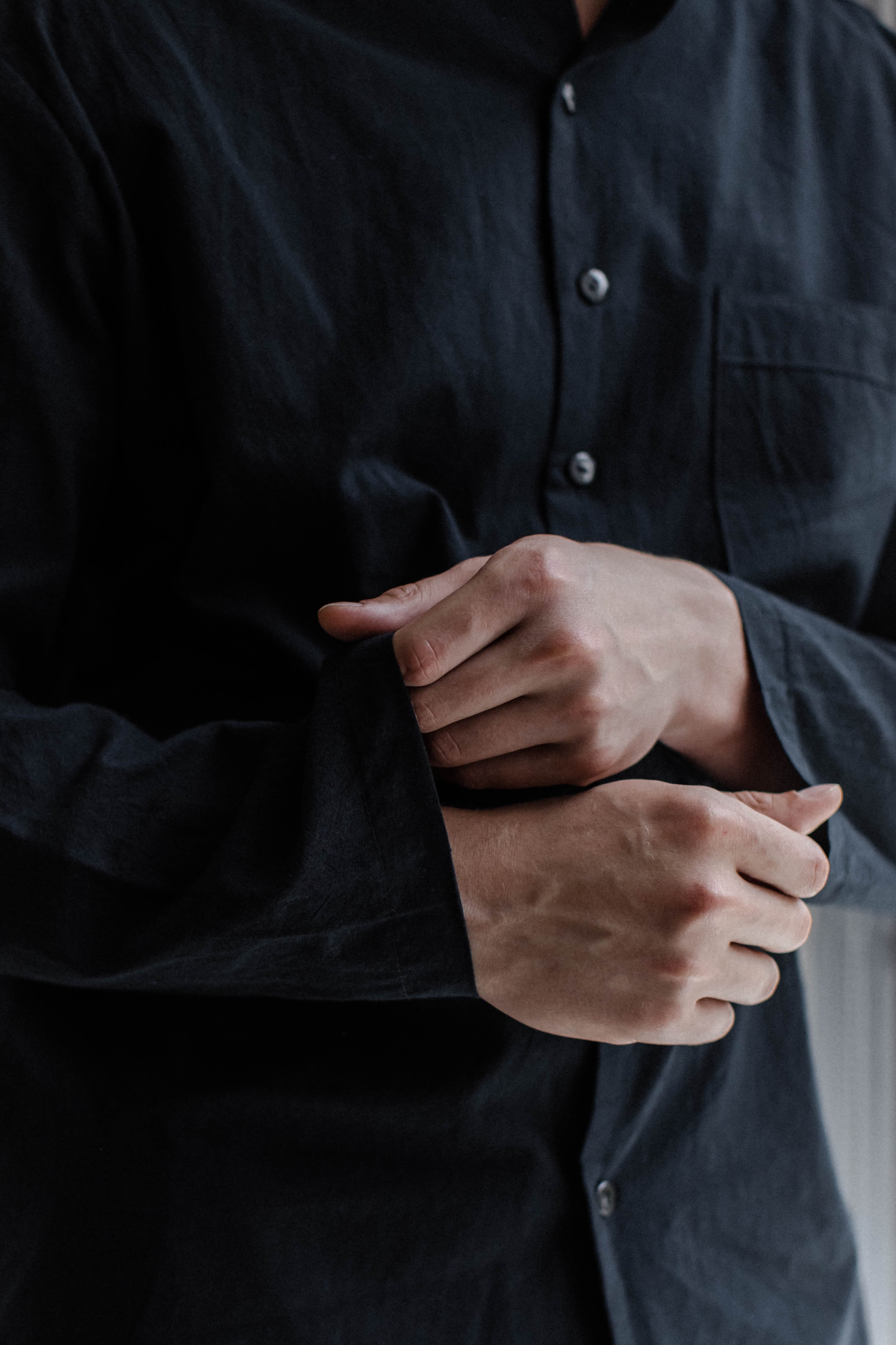 Pijama masculina de algodón peinado negro