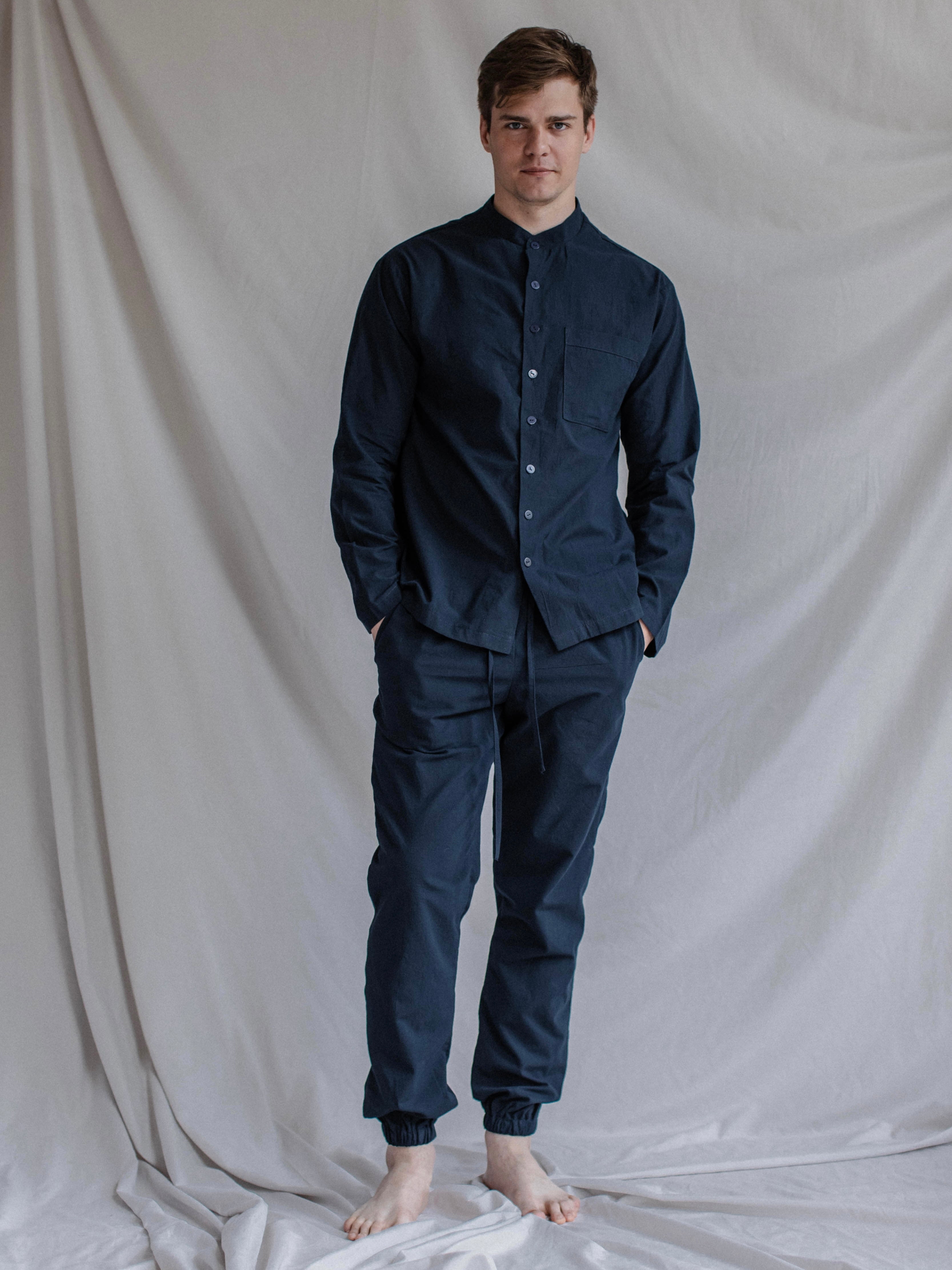 Camisa masculina de algodão cozido Leglo Navy