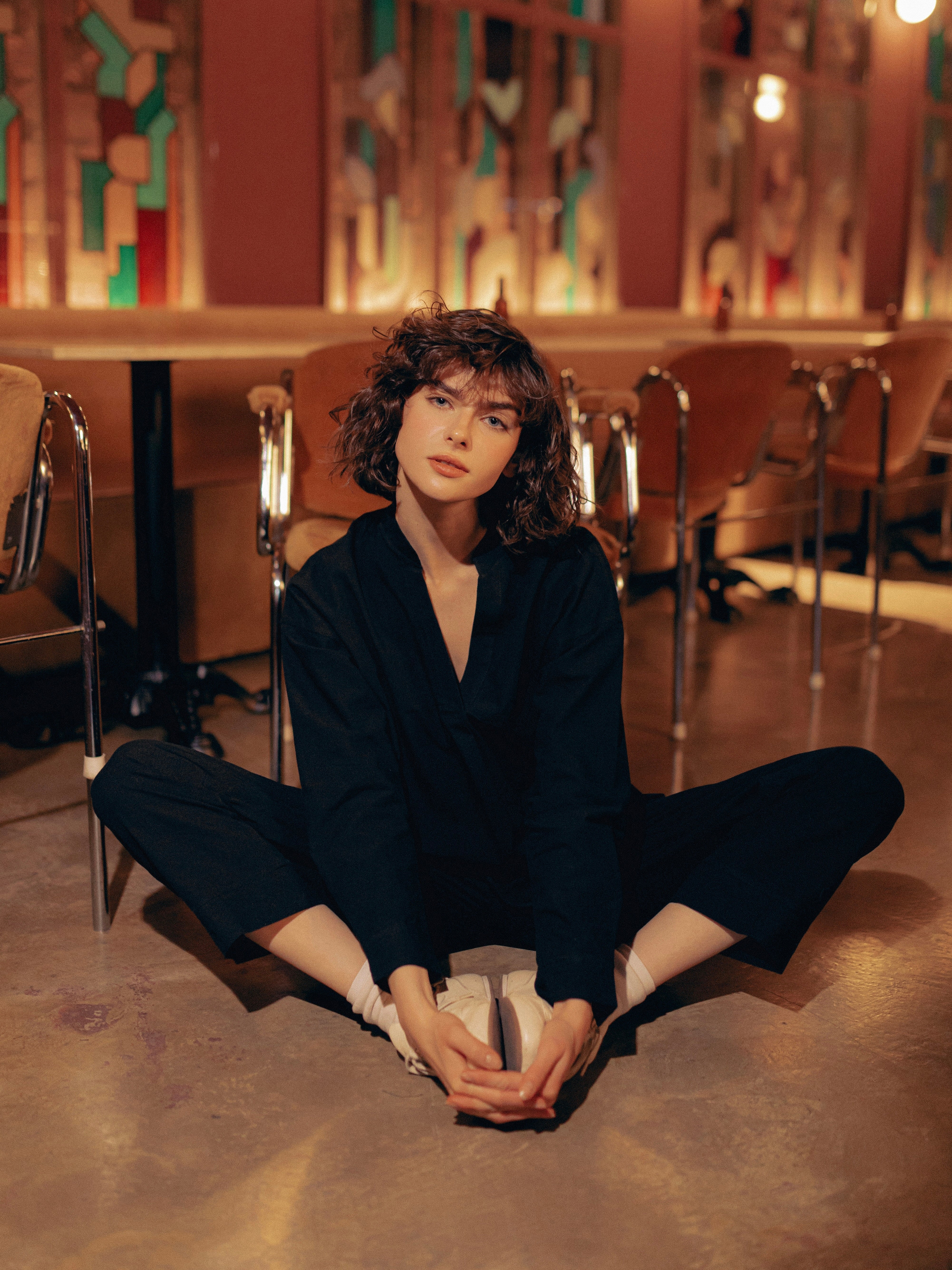 Pijama femenina de algodón hervido Black