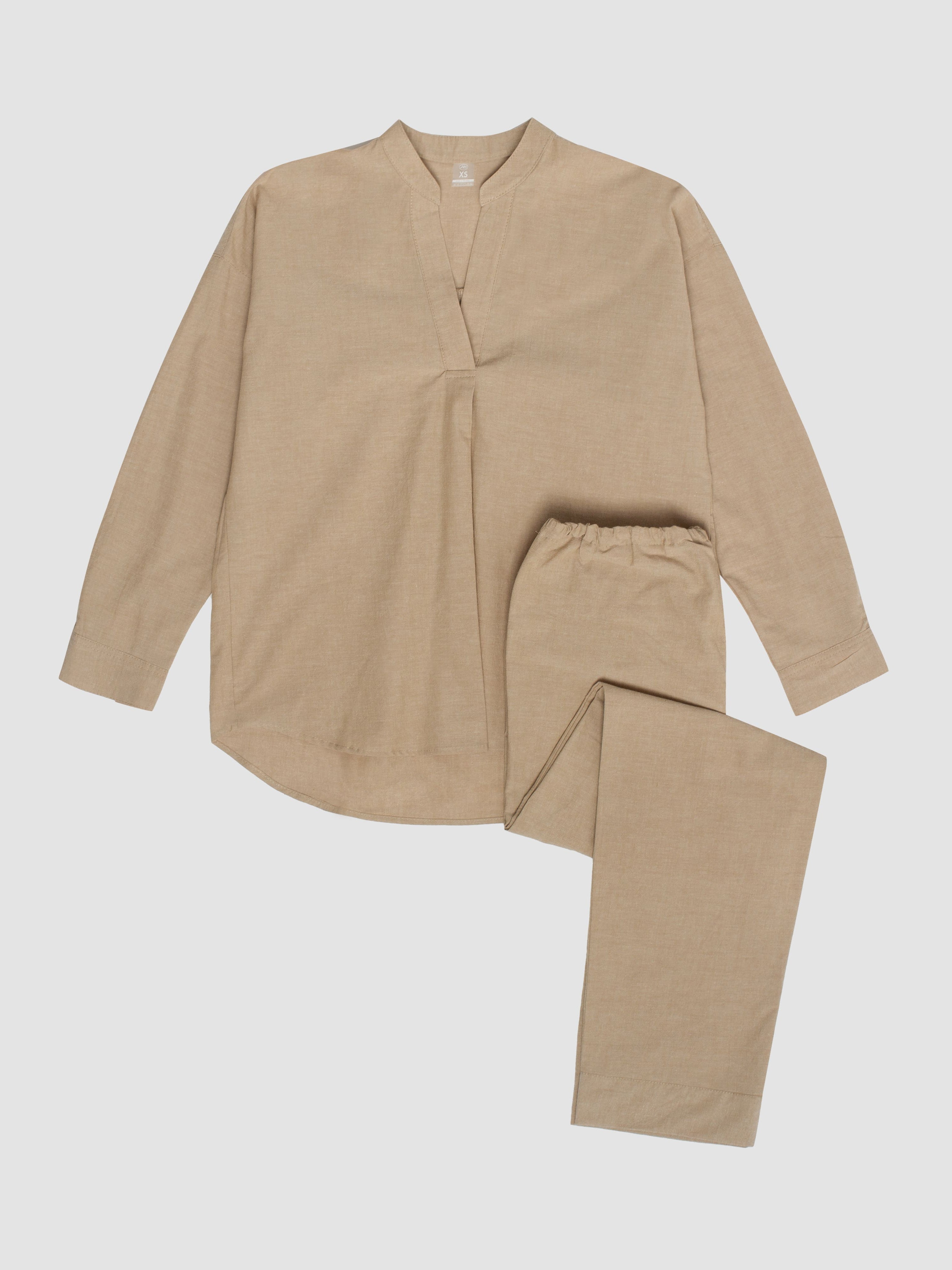 Pijama femenina de algodón hervido Almond