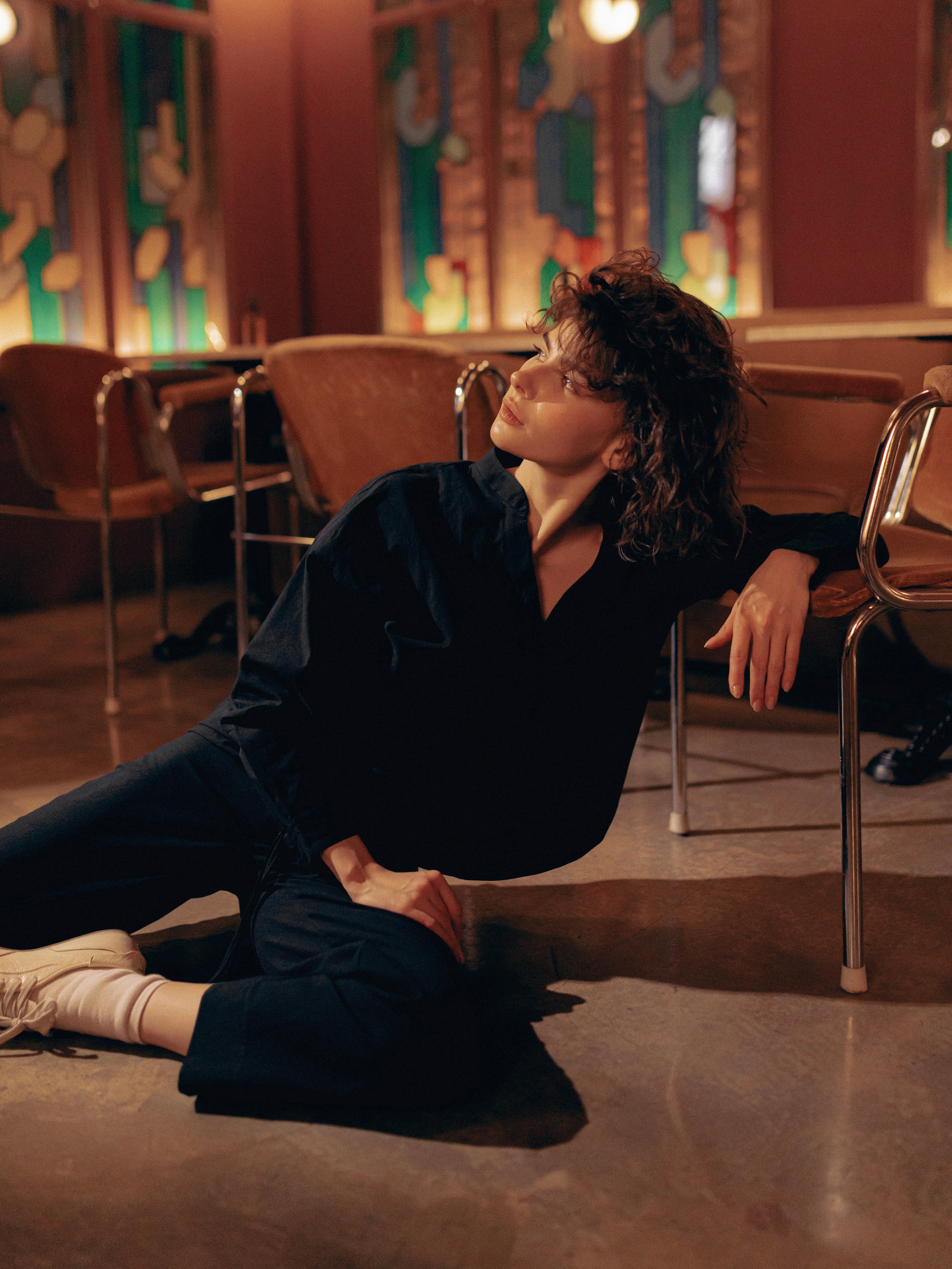 Pijama femenina de algodón hervido Black