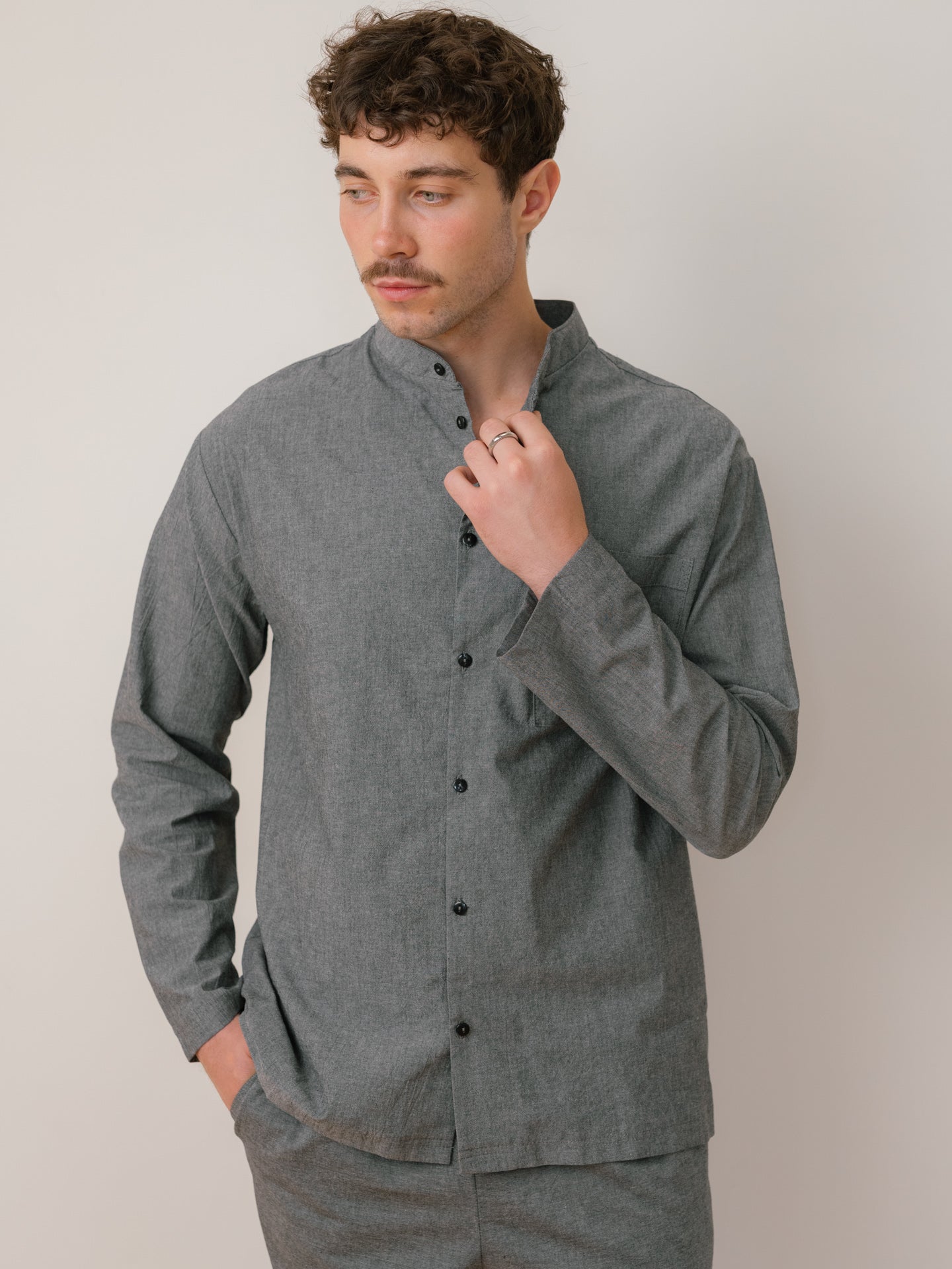 Camisa masculina de algodão cozido Leglo Silver