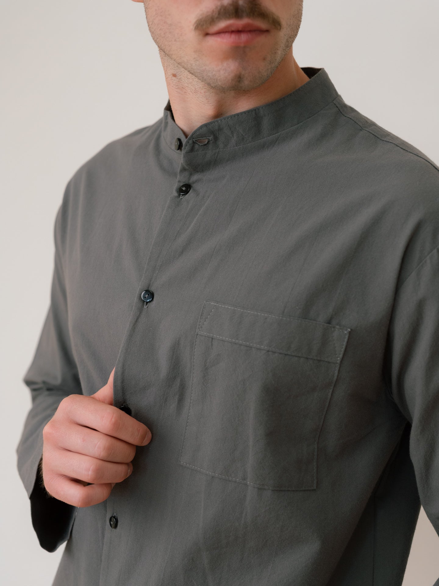 Camisa masculina de algodón peinado Leglo Slate