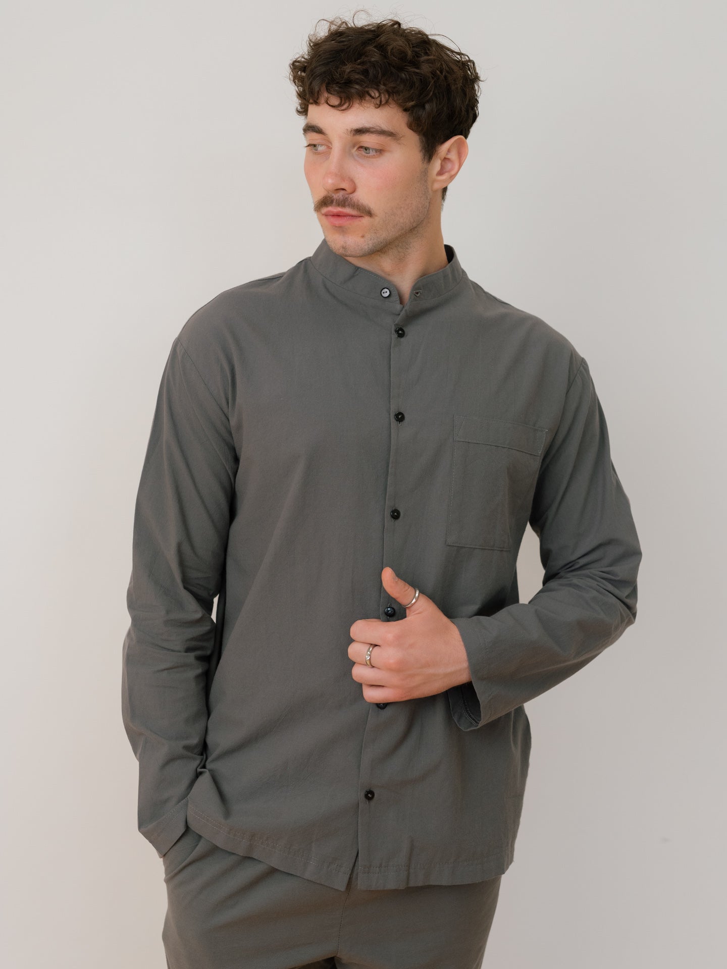 Camisa masculina de algodão cozido Leglo Slate