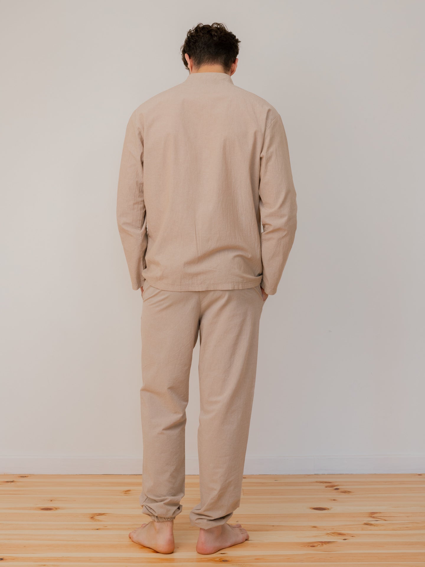 Pijama masculina de algodón peinado Almond