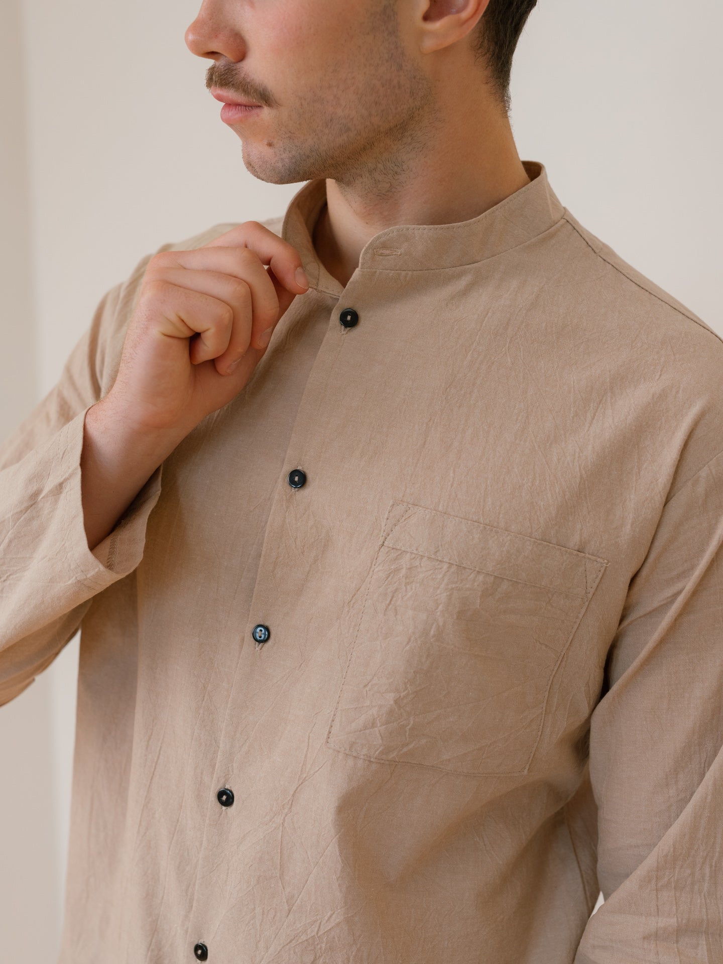 Pijama masculina de algodón peinado Almond