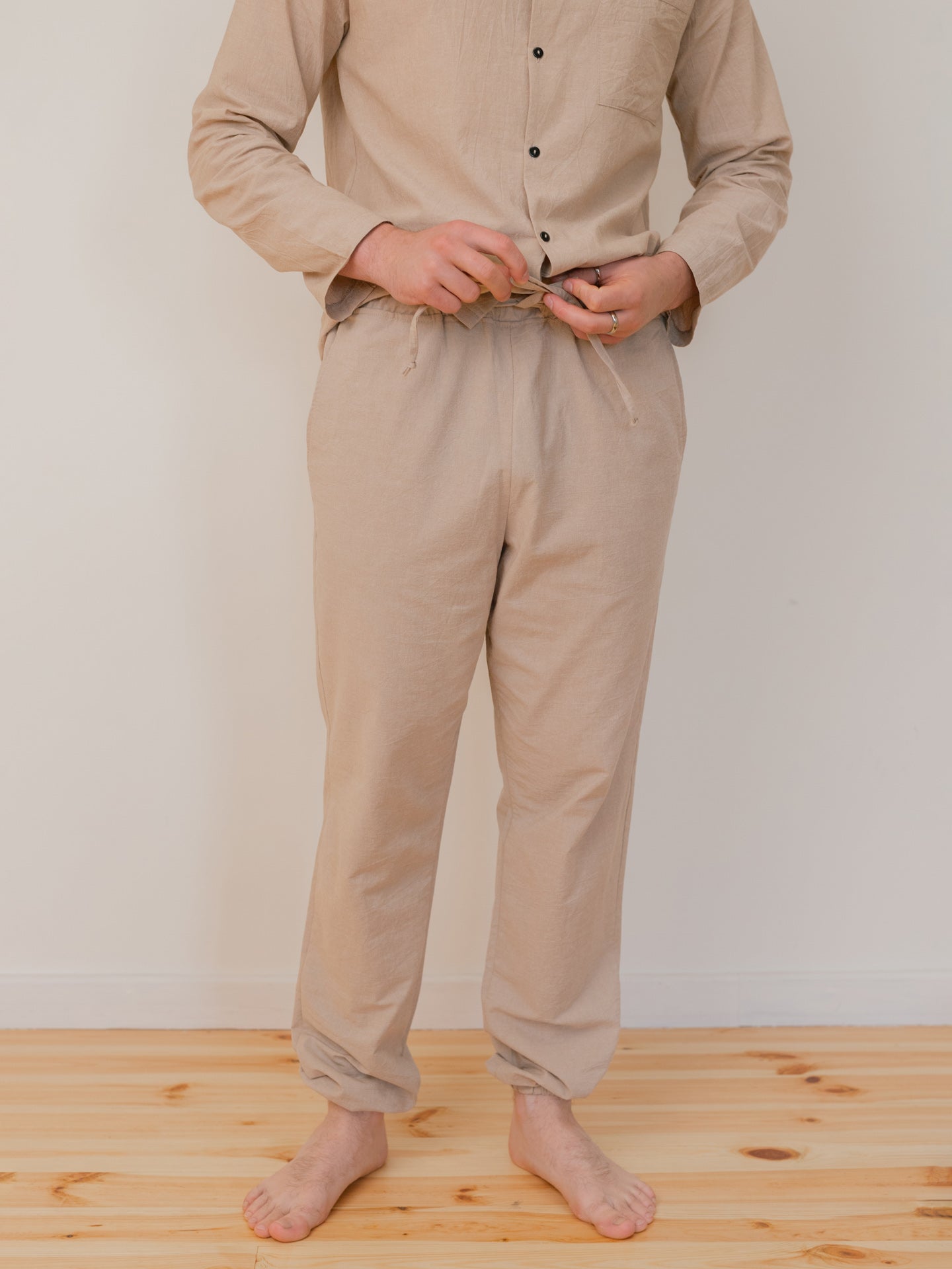 Calças masculinas de algodão cardado Leglo Almond