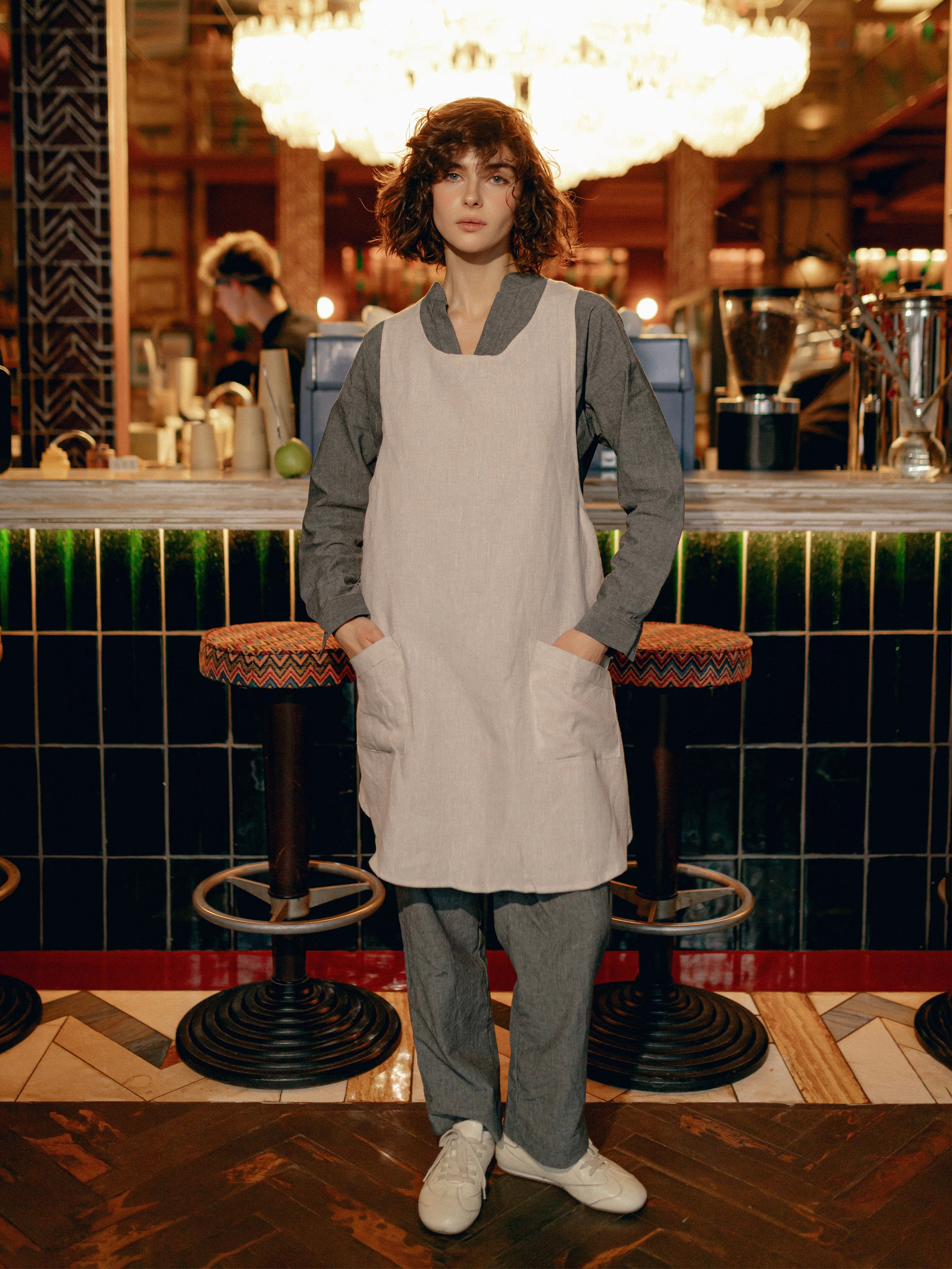 Фартух з вареного льону Leglo Ivory