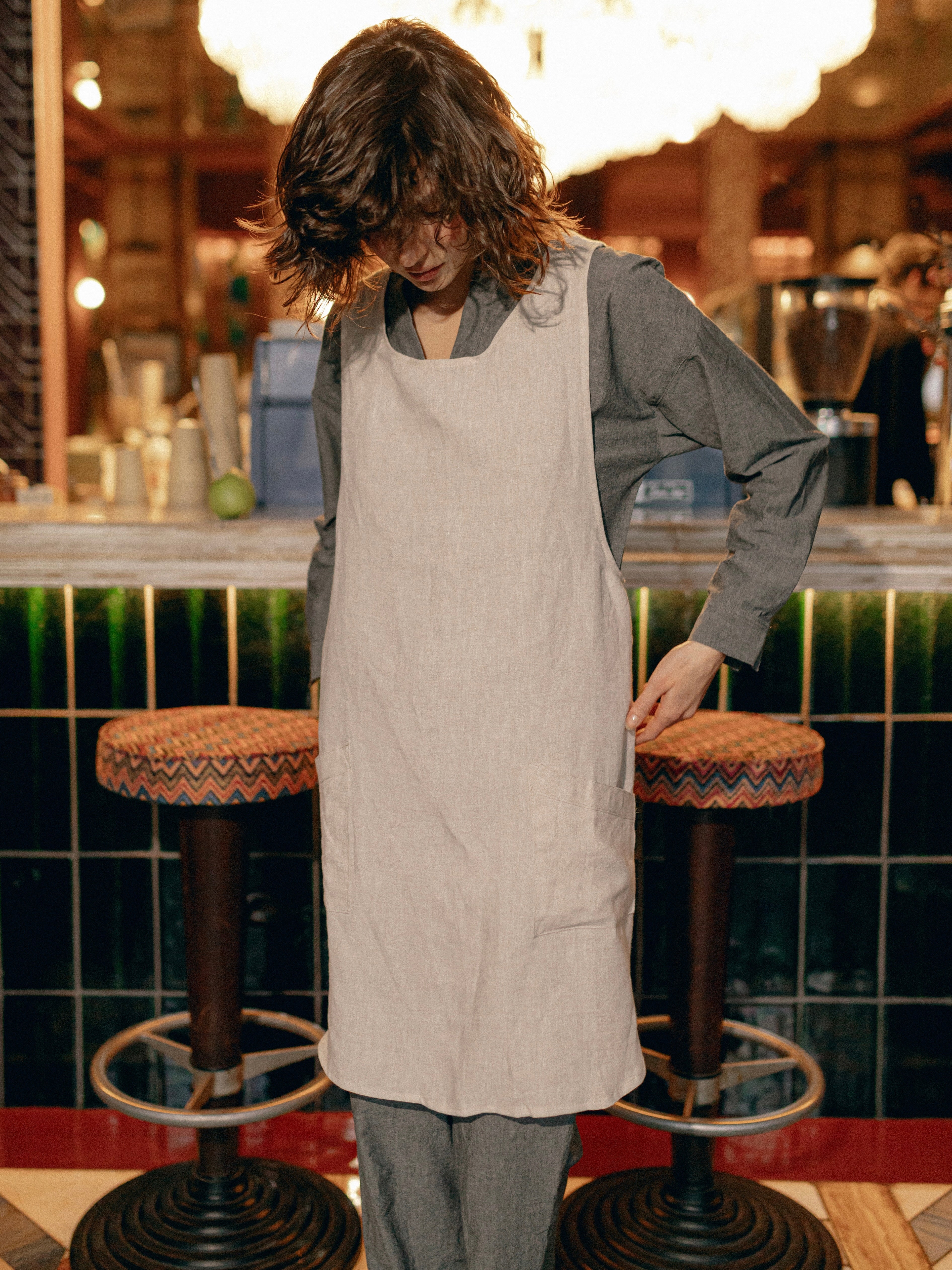 Apron made of boiled linen Leglo Ivory