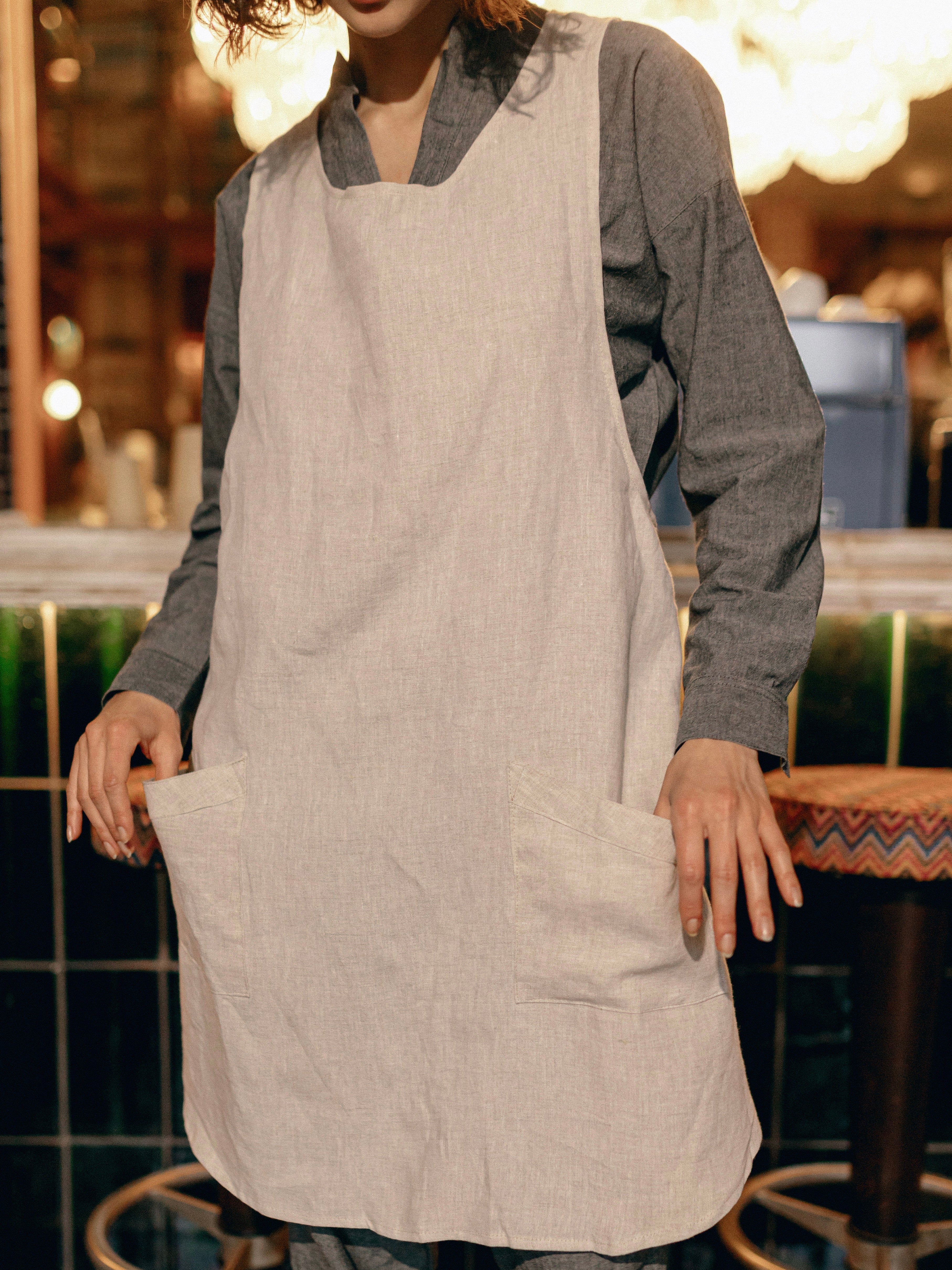 Apron made of boiled linen Leglo Ivory