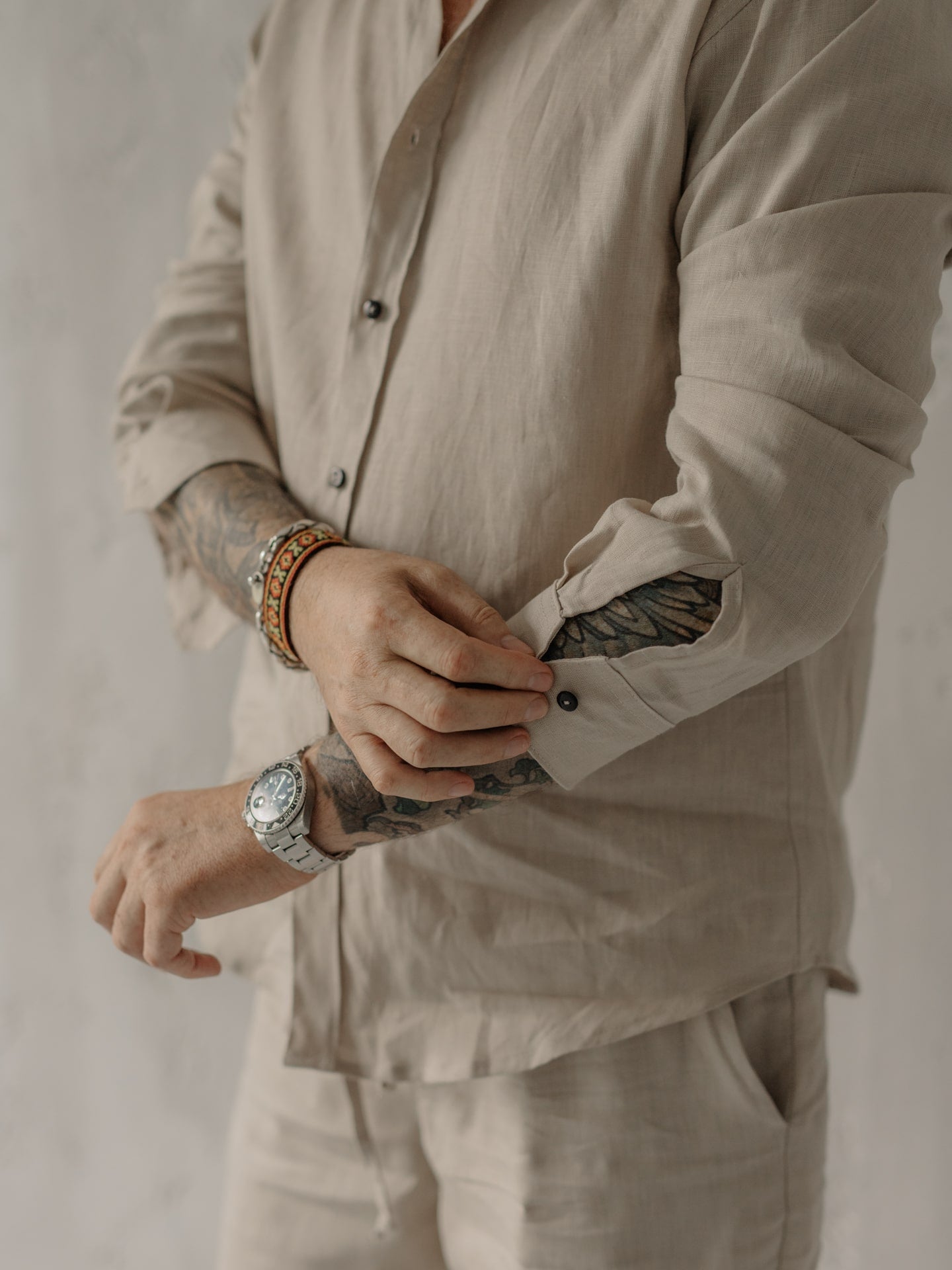 Camisa masculina de linho Leglo Sand