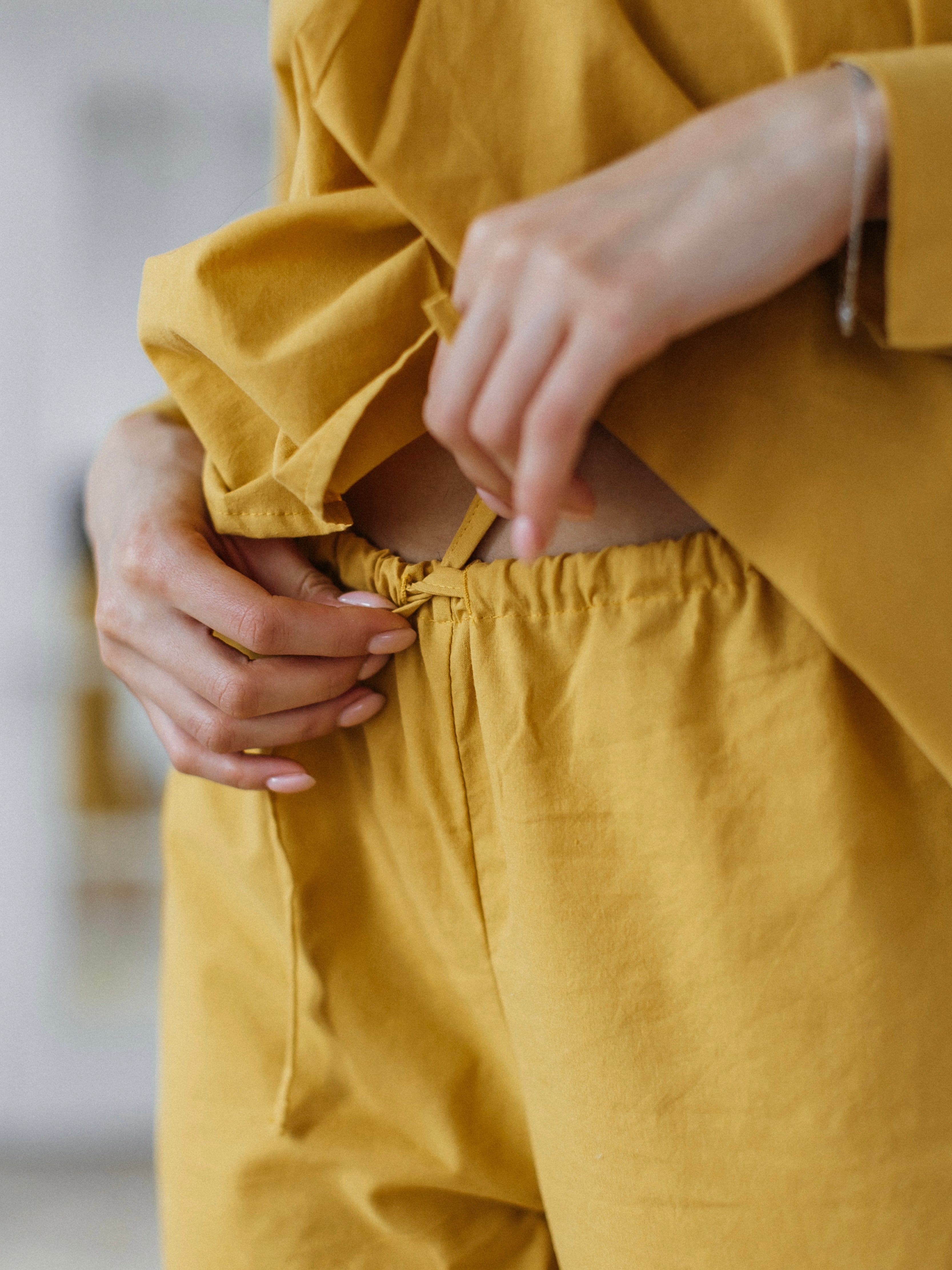 Calças femininas de algodão cozido Leglo Curry