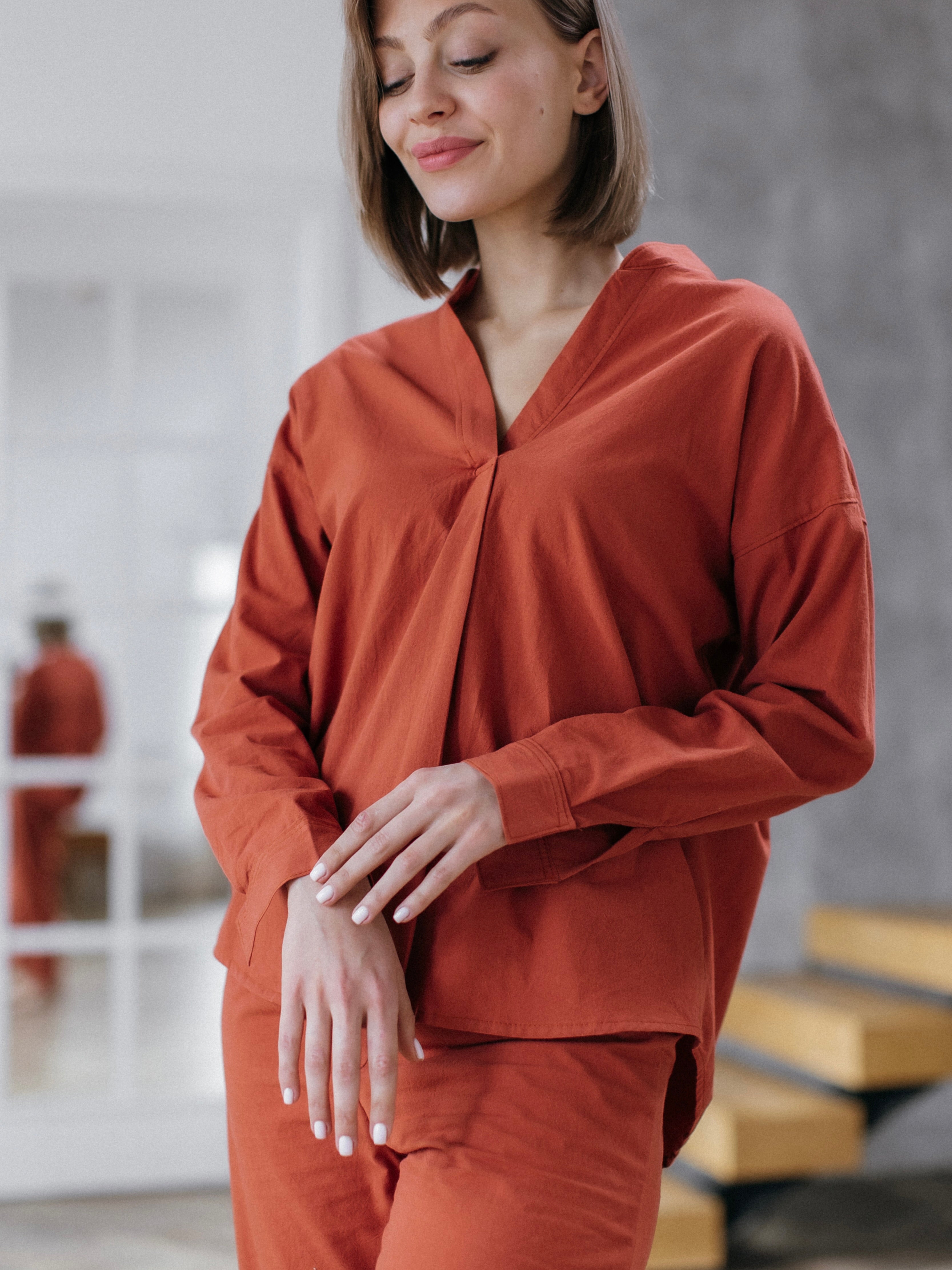 Camisa femenina de algodón cocido Leglo Terra