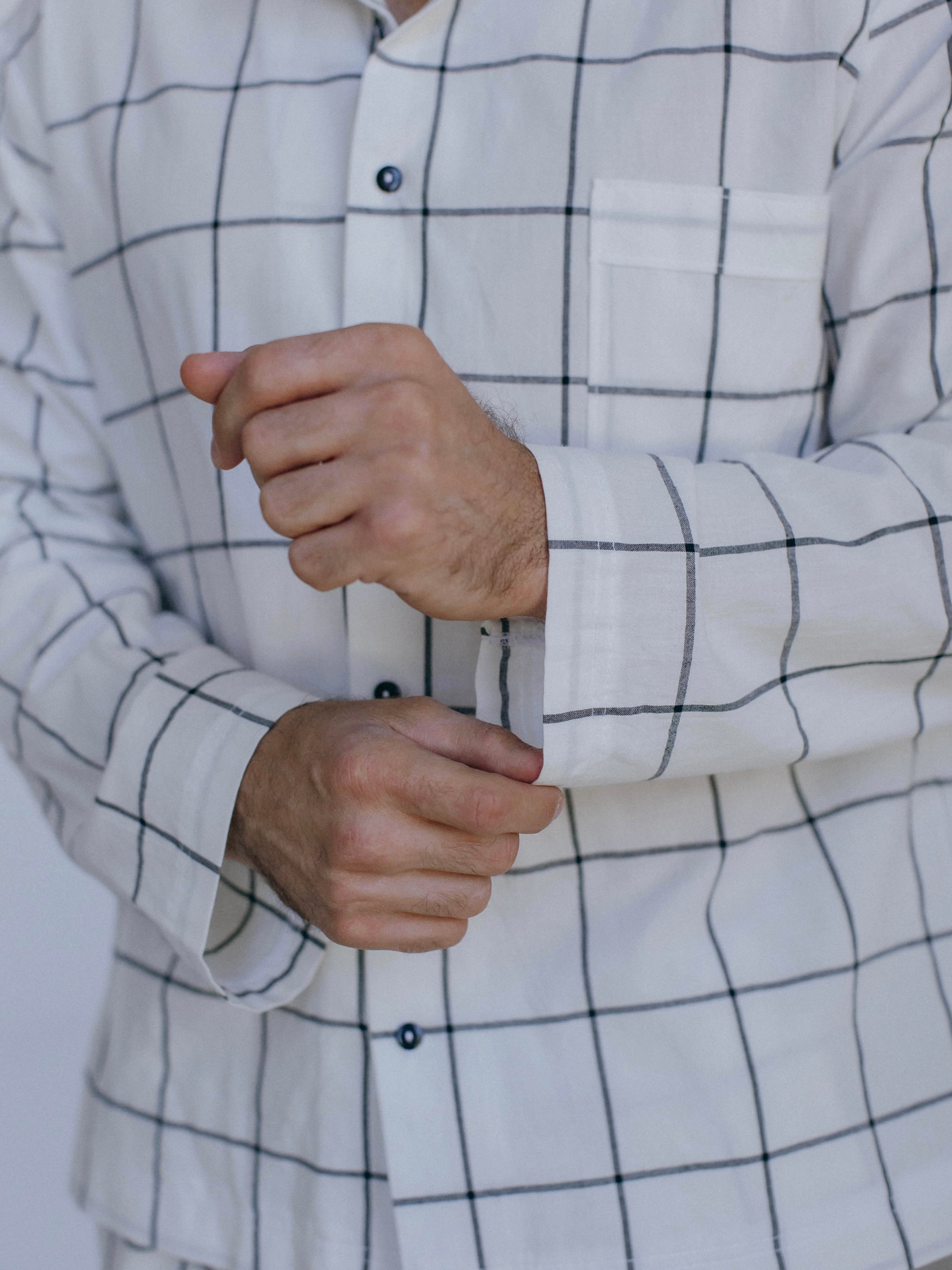 Camisa masculina de algodón peinado Leglo Grid