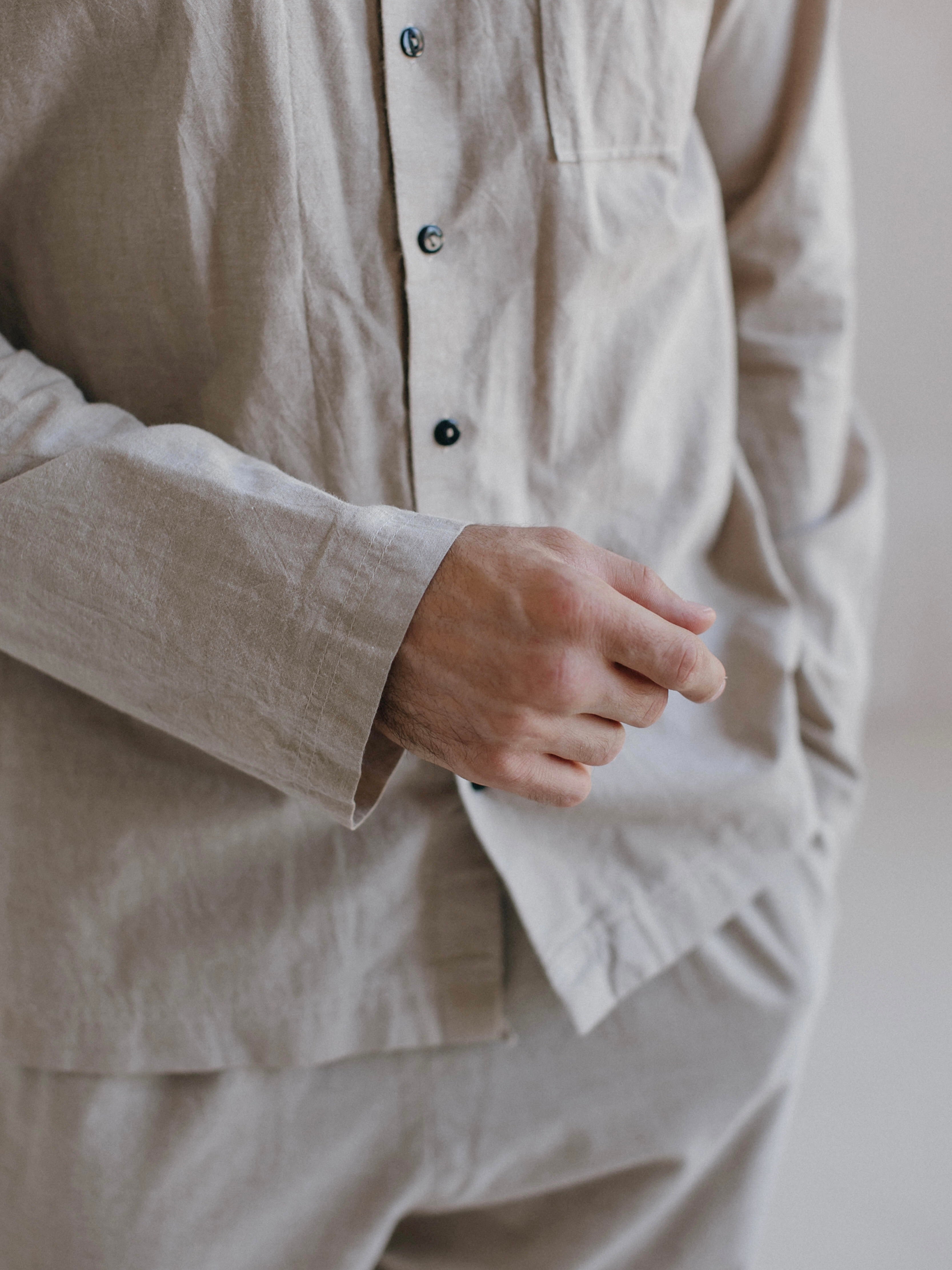 Camisa masculina de algodón peinado Leglo Almond