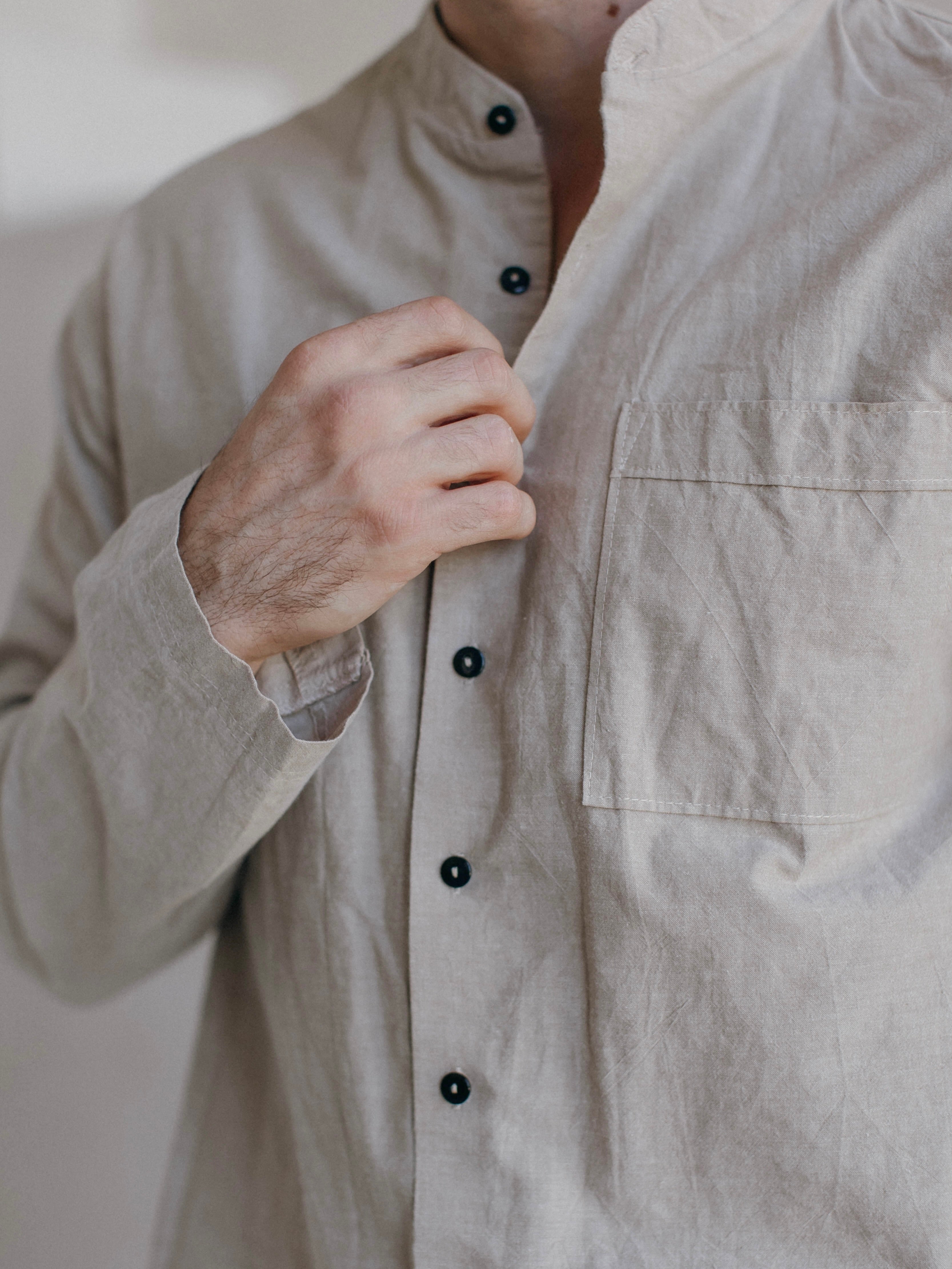 Camisa masculina de algodón peinado Leglo Almond