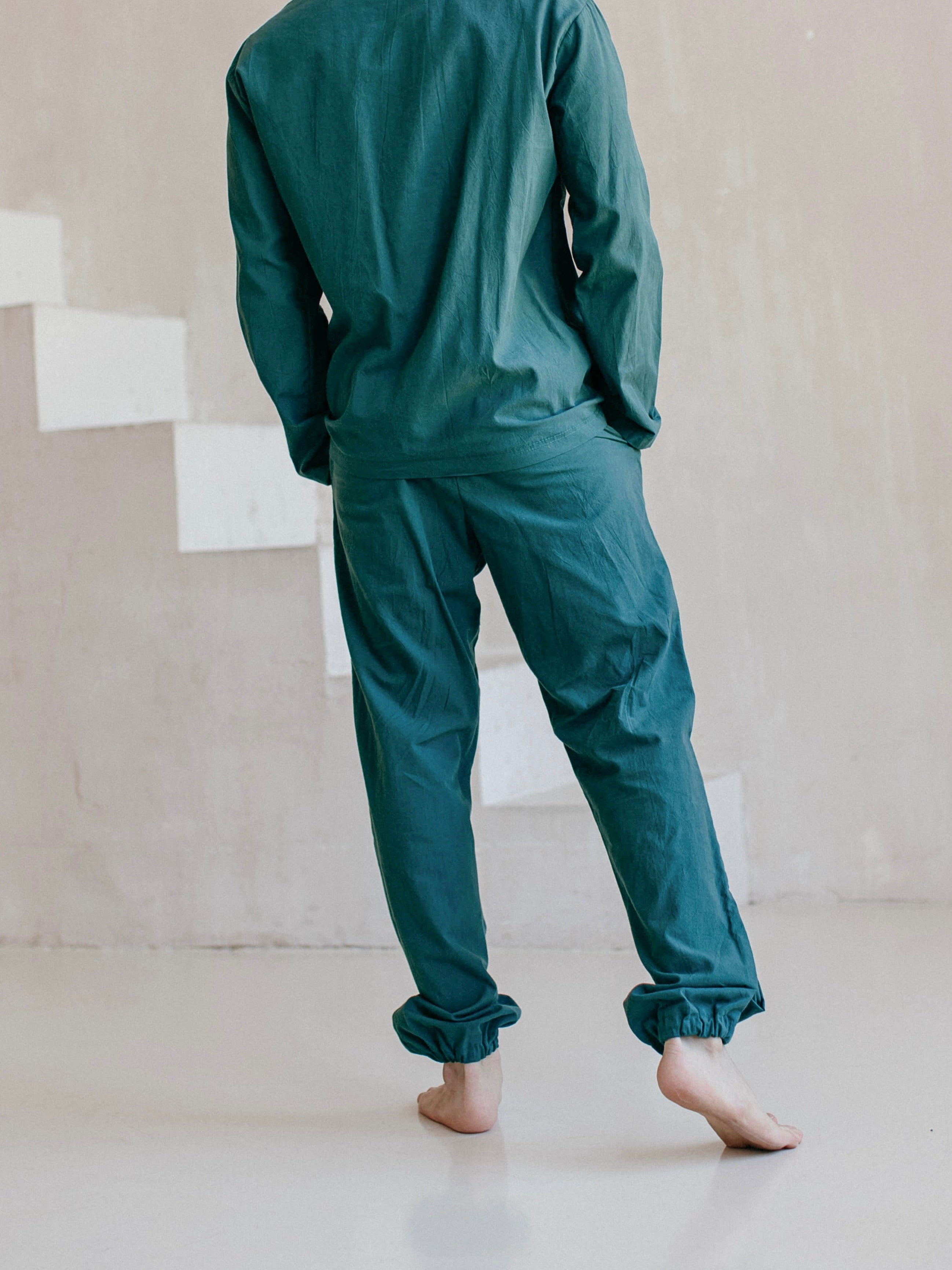 Pantalones para hombre de algodón peinado Leglo Smaragd