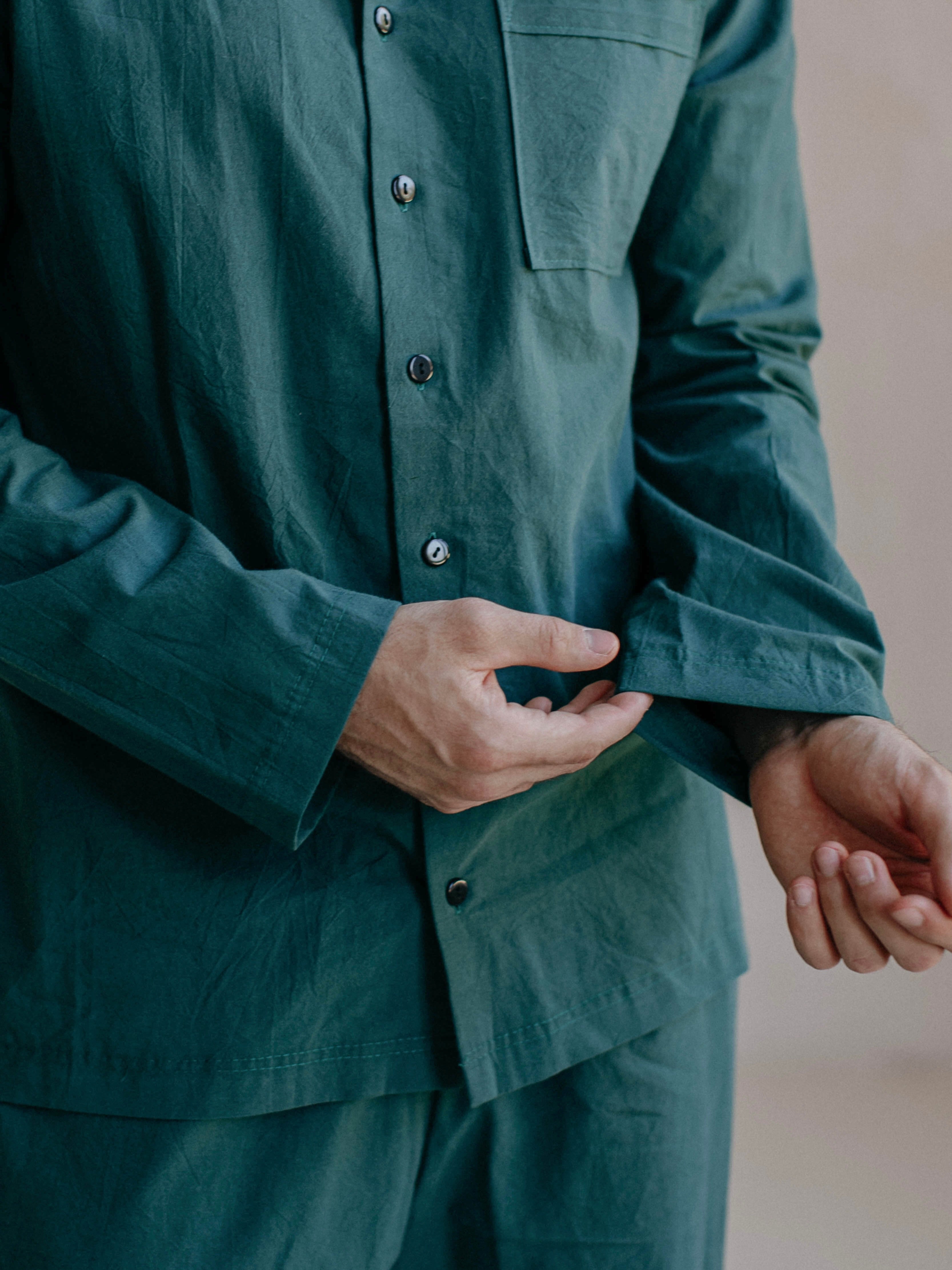 Сорочка чоловіча з вареної бавовни Leglo Smaragd