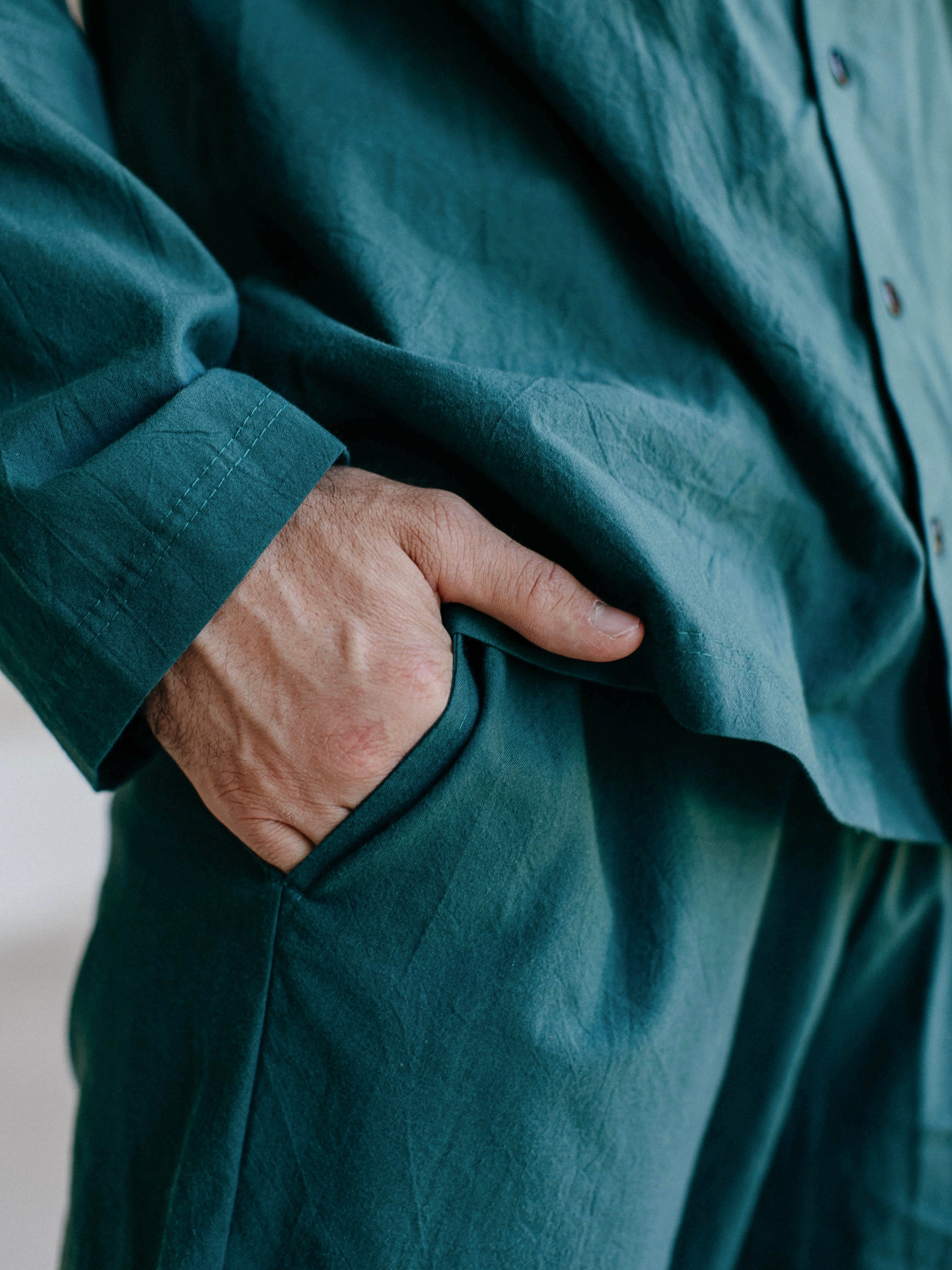 Pantalones para hombre de algodón peinado Leglo Smaragd