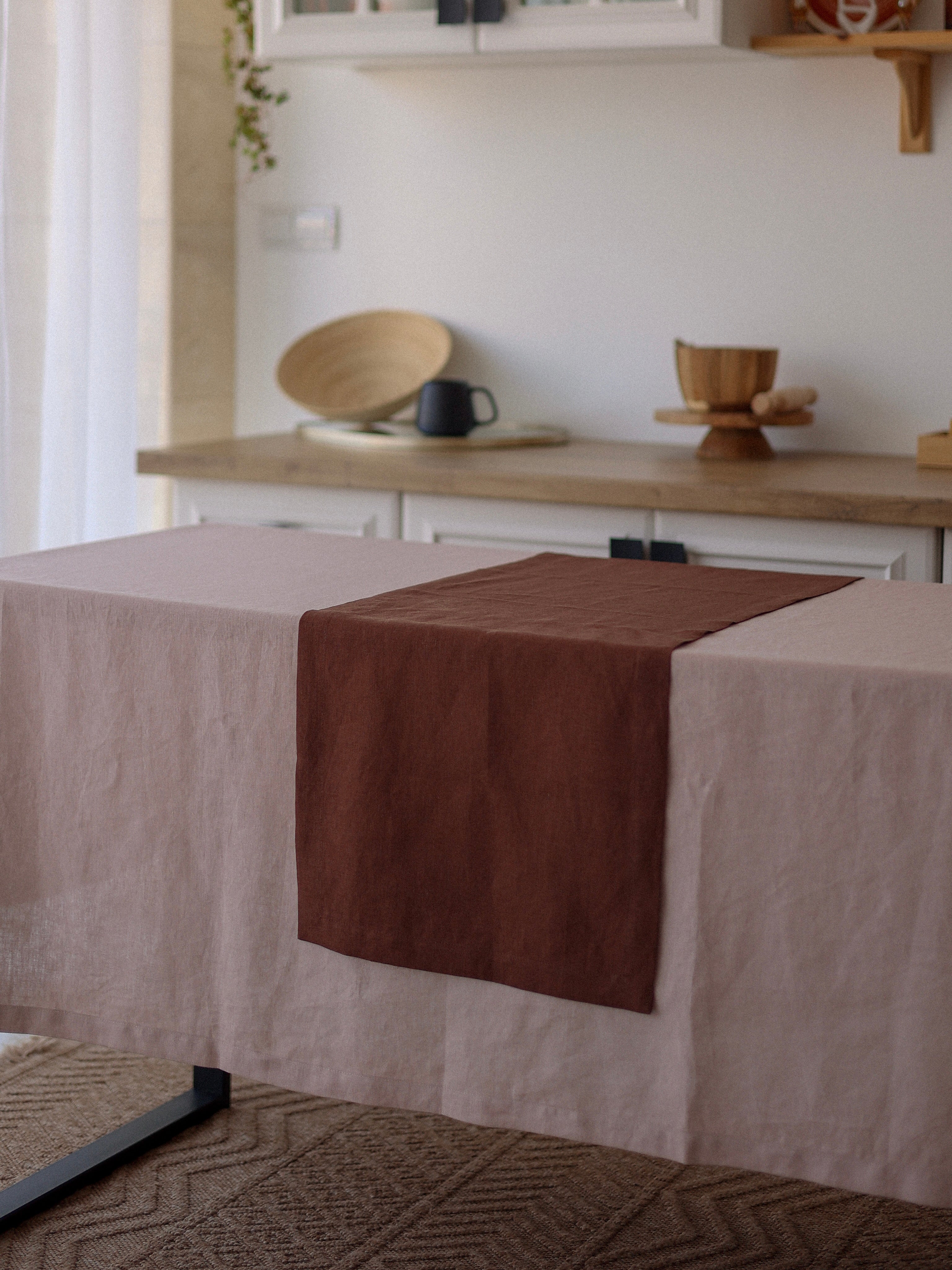 Runner made of boiled flax Leglo Wine