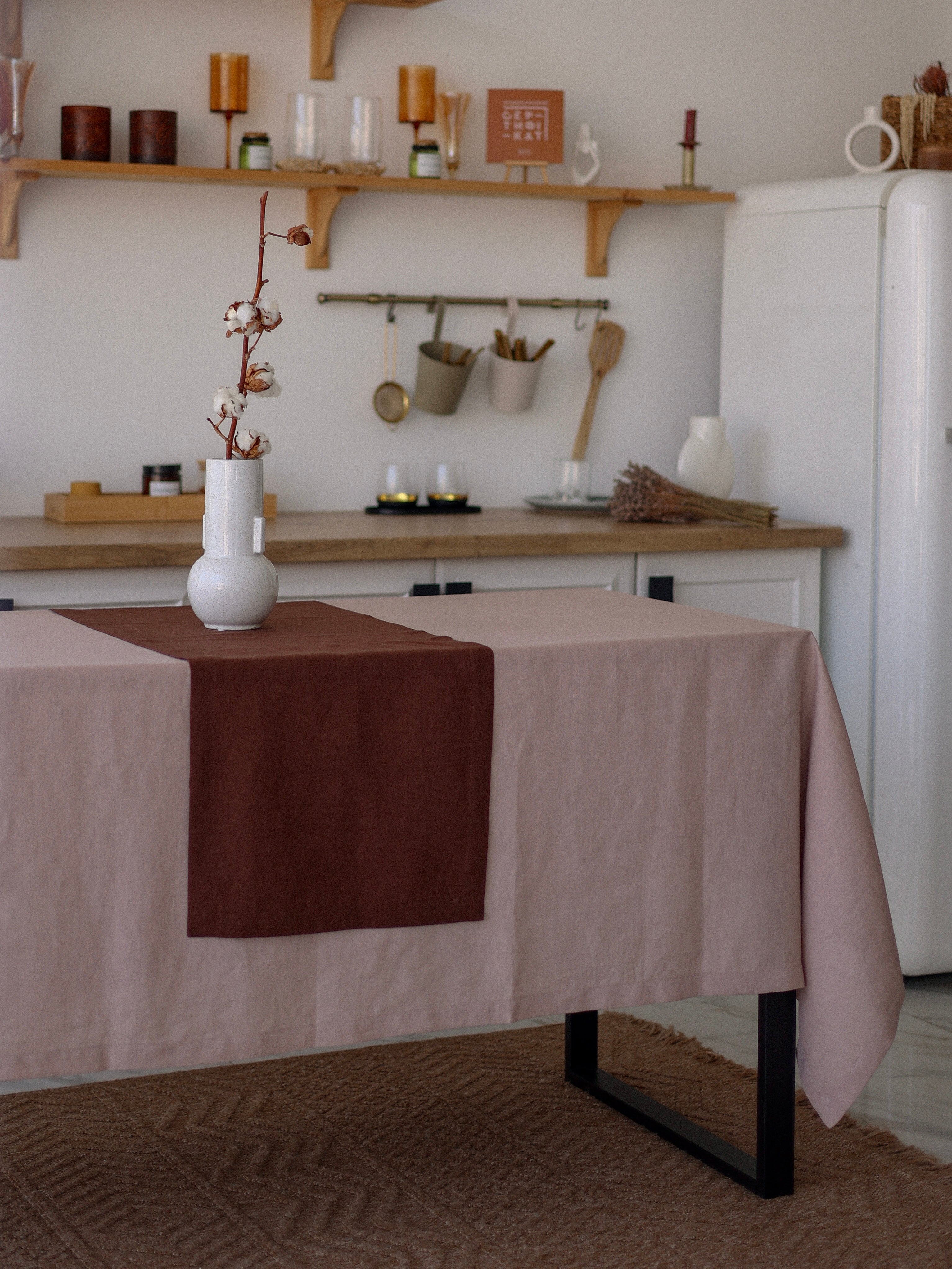 Runner made of boiled flax Leglo Wine