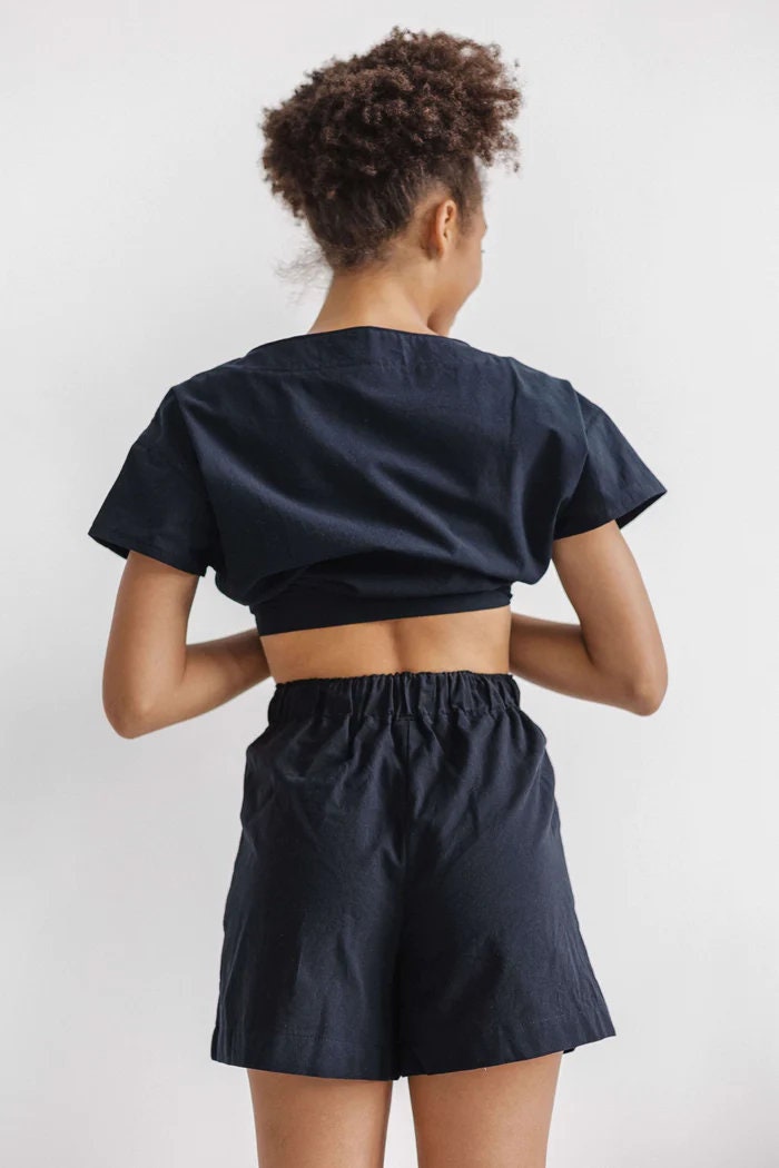 Premium Cotton Sleepwear For Women, Comfortable Cotton Black Pajama Set, Shorts & Shirt Set, Cozy Sleepwear, Lounge Pajama Set, Gift For Her