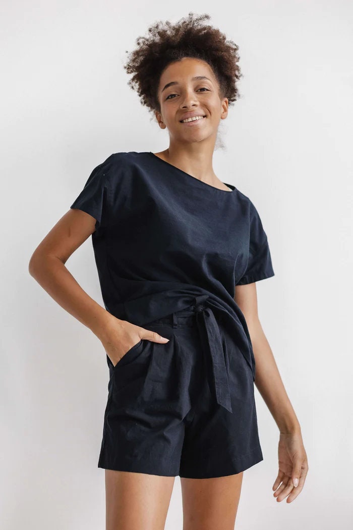 Premium Cotton Sleepwear For Women, Comfortable Cotton Black Pajama Set, Shorts & Shirt Set, Cozy Sleepwear, Lounge Pajama Set, Gift For Her