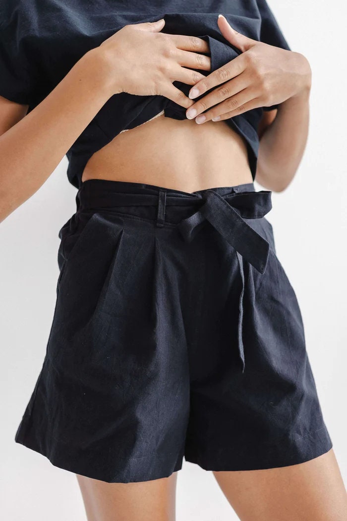 Premium Cotton Sleepwear For Women, Comfortable Cotton Black Pajama Set, Shorts & Shirt Set, Cozy Sleepwear, Lounge Pajama Set, Gift For Her