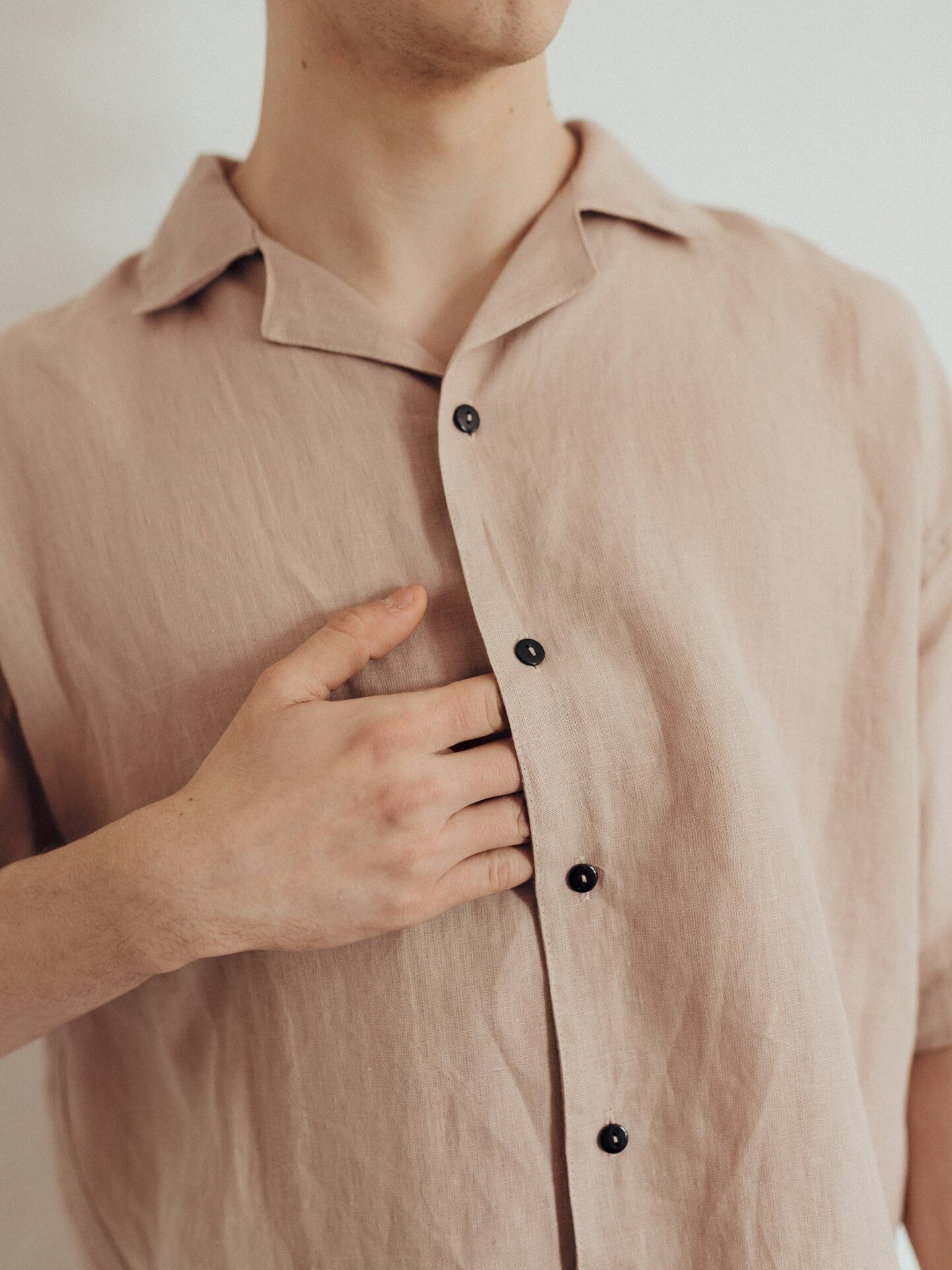 Soft Pink Pajamas For Him, Comfort Linen Pajama Set, Minimalist Pajama Set, Loose Men's Pajama, Perfect Gift For Husband, Linen Sleepwear