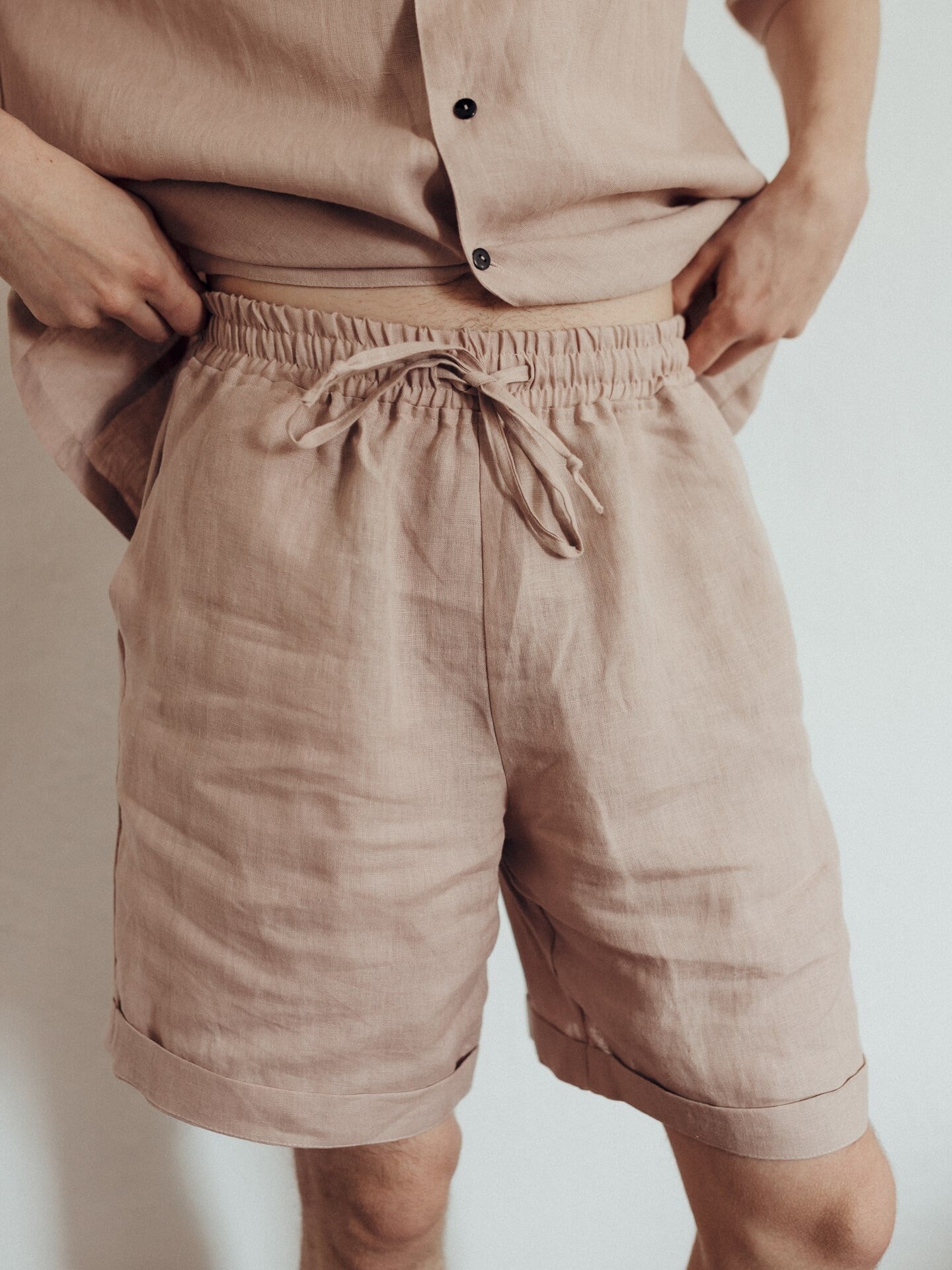 Soft Pink Pajamas For Him, Comfort Linen Pajama Set, Minimalist Pajama Set, Loose Men's Pajama, Perfect Gift For Husband, Linen Sleepwear