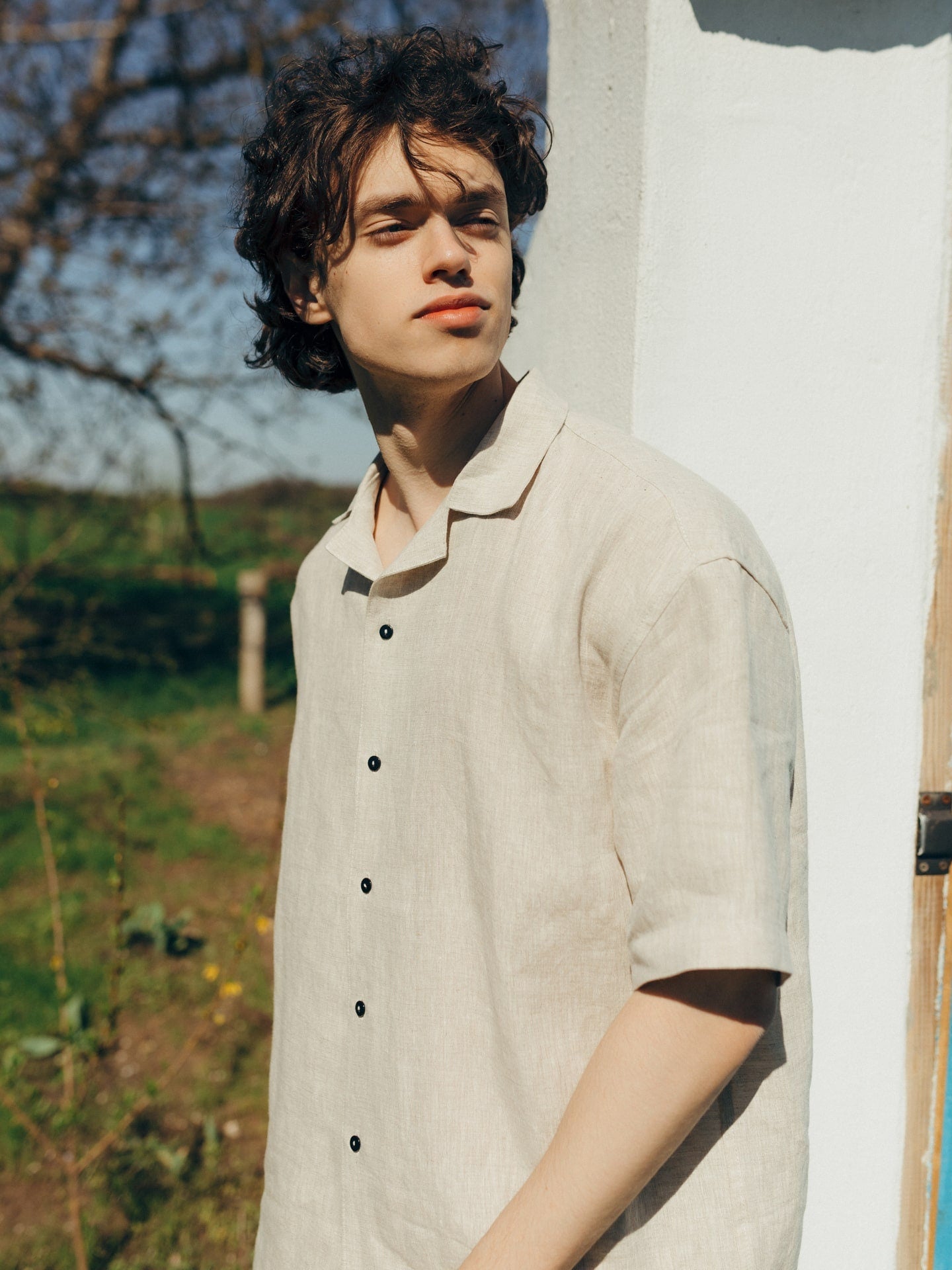 Natural Linen Men Suit In Ivory, Sleepwear For Boyfriend, Natural Pajama Set, Linen Shorts & Shirts Set, Cloth For Home, Lounge Pajama Set