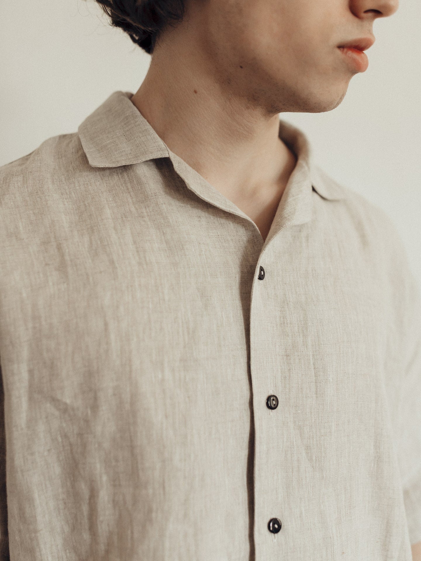 Natural Linen Men Suit In Ivory, Sleepwear For Boyfriend, Natural Pajama Set, Linen Shorts & Shirts Set, Cloth For Home, Lounge Pajama Set