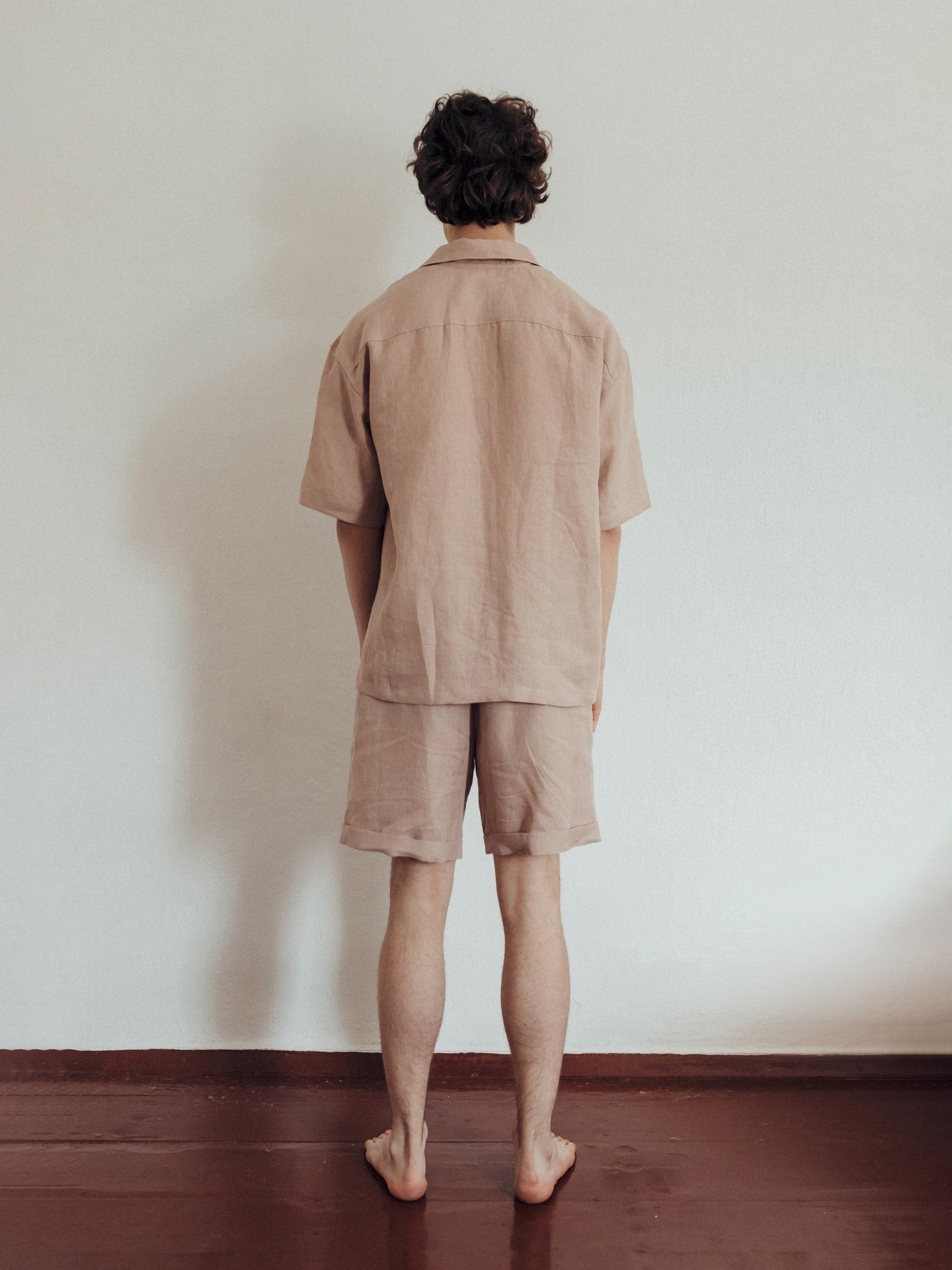 Soft Pink Pajamas For Him, Comfort Linen Pajama Set, Minimalist Pajama Set, Loose Men's Pajama, Perfect Gift For Husband, Linen Sleepwear