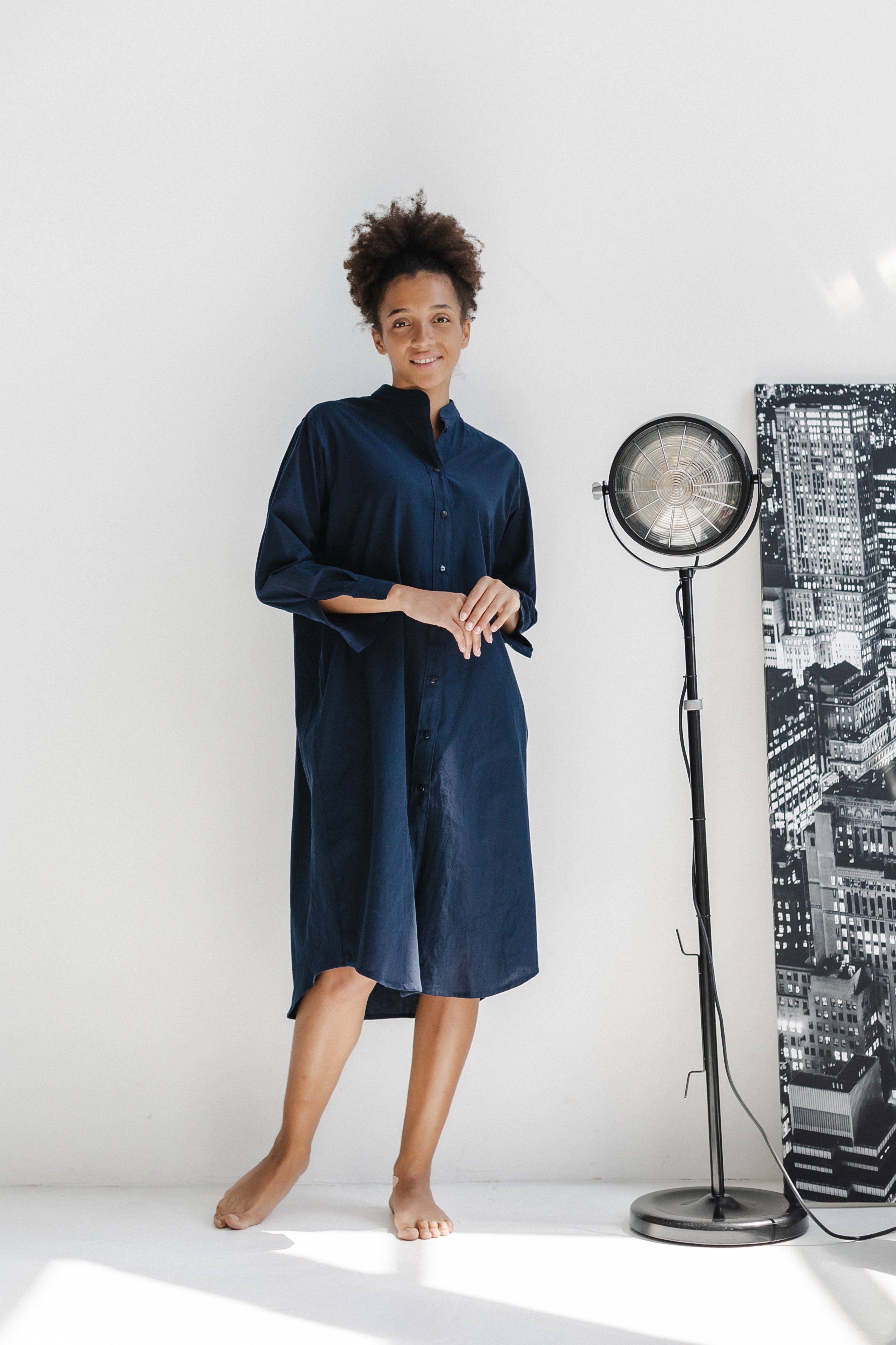 Long Sleeve Sleepdress — Navy