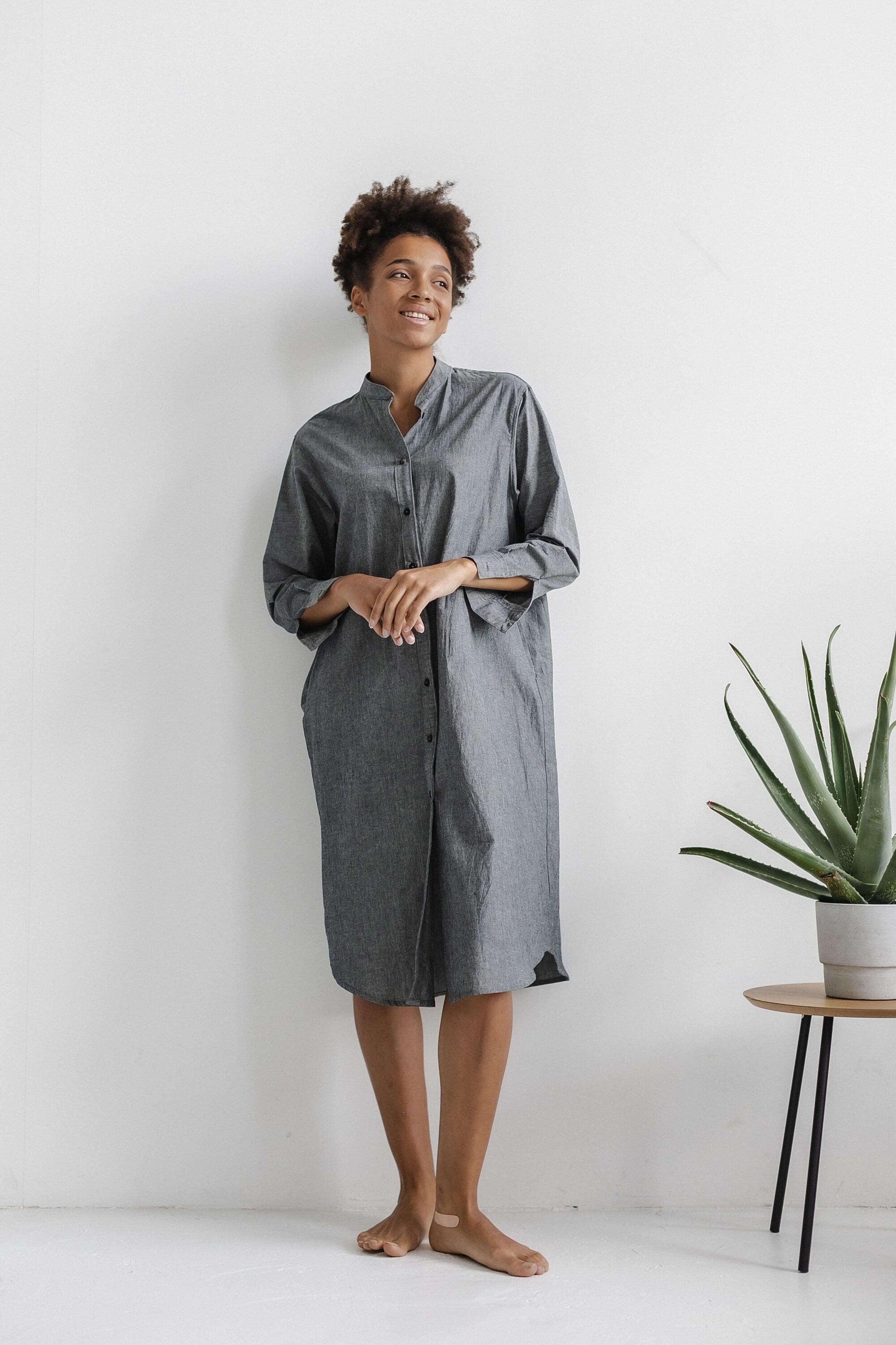 Organic cotton dress, Cotton nightgown, Organic dress, Nightgown dress robe, Cotton shirt dress, retro nightgown, Long shirt dres