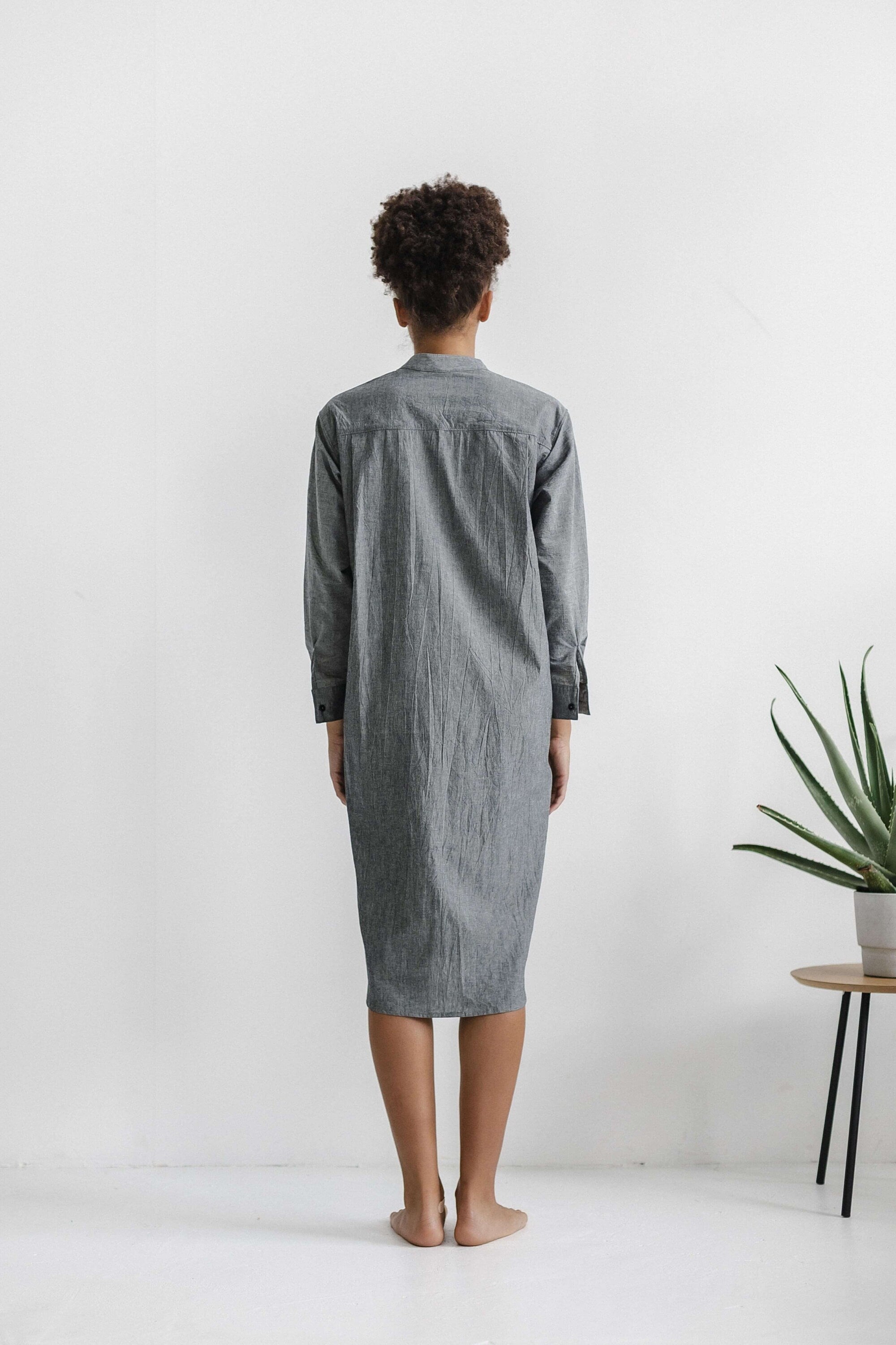 Organic cotton dress, Cotton nightgown, Organic dress, Nightgown dress robe, Cotton shirt dress, retro nightgown, Long shirt dres