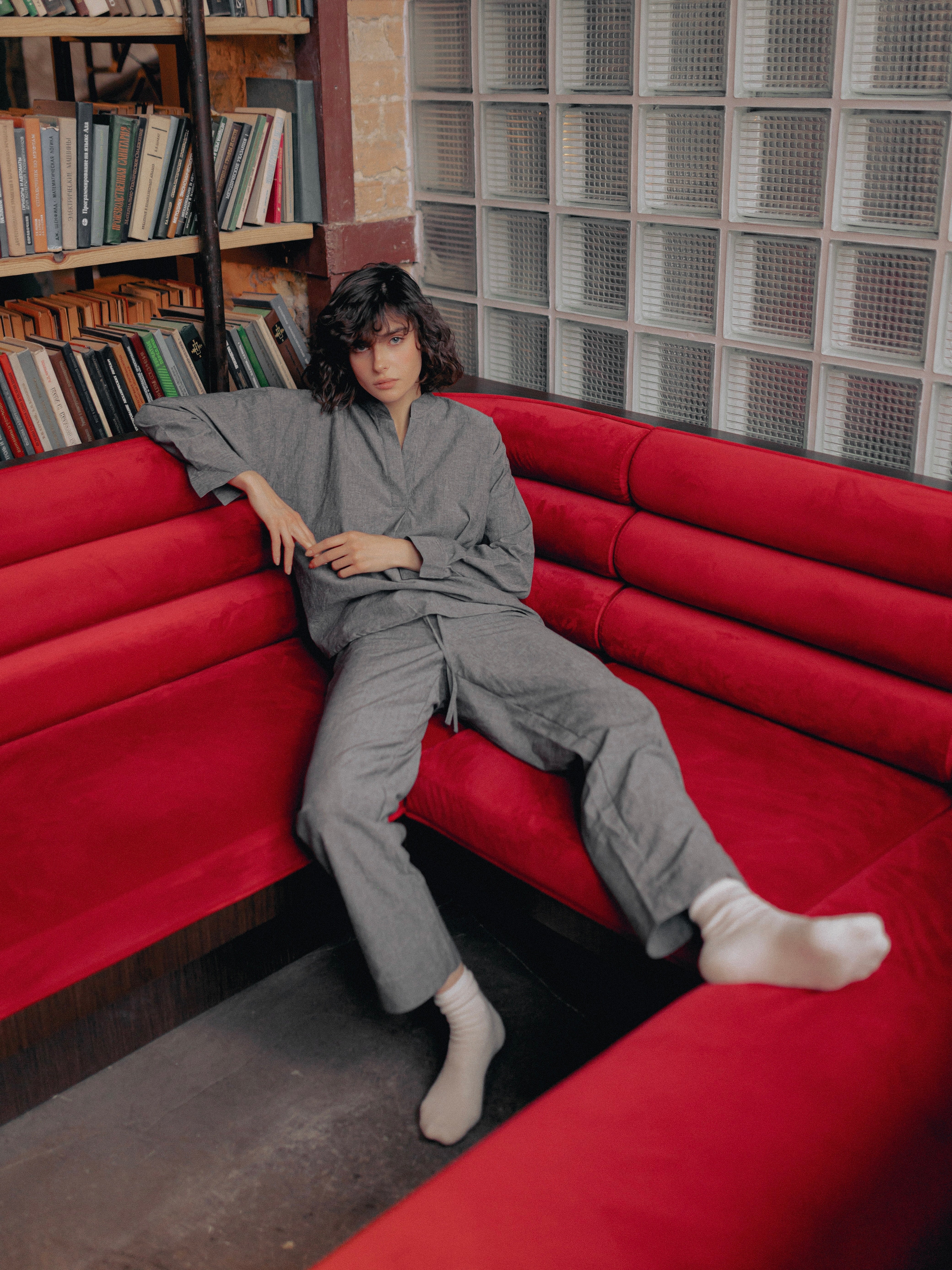 Women's pajama made of boiled cotton Silver