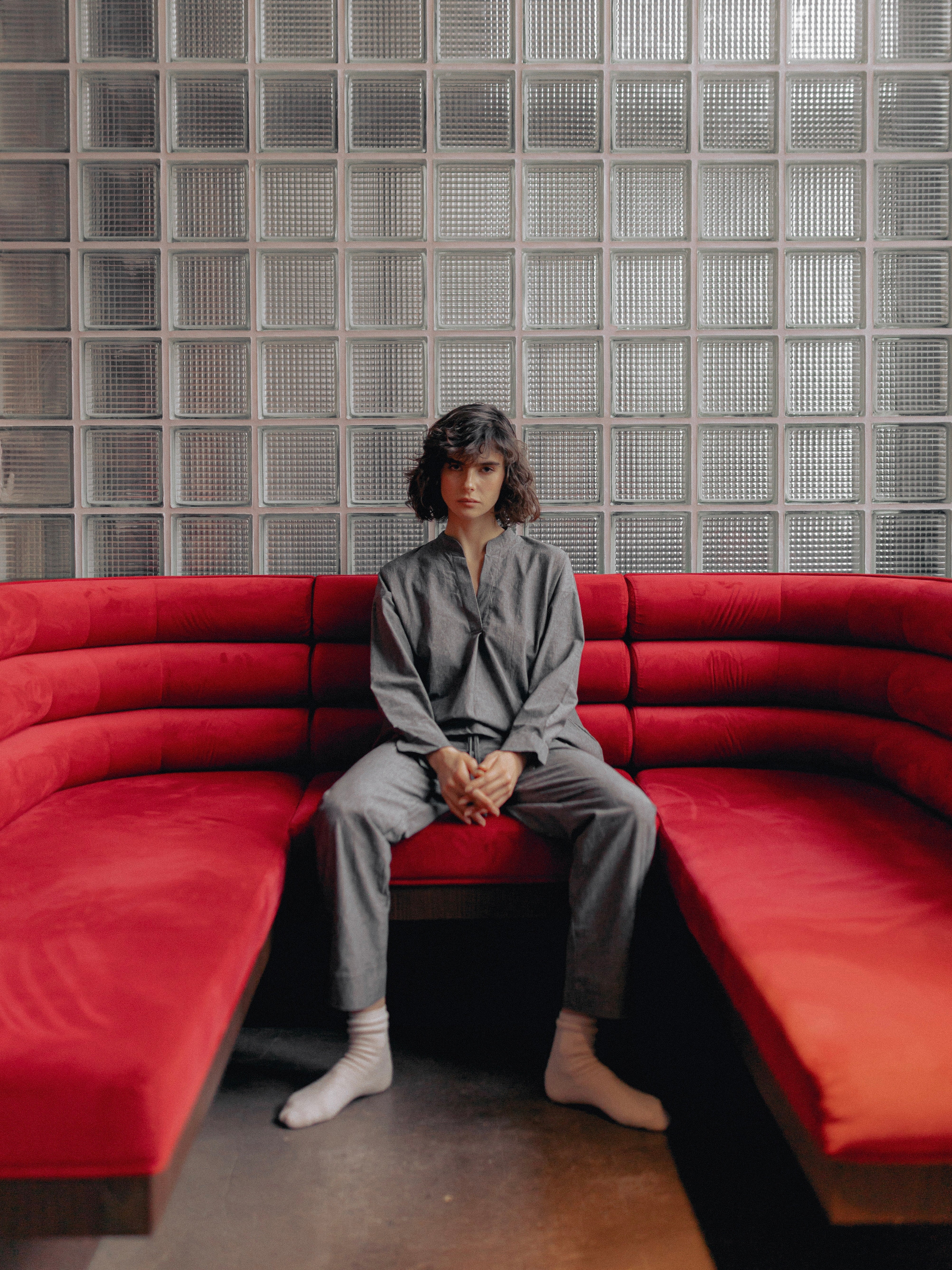 Women's pajama made of boiled cotton Silver