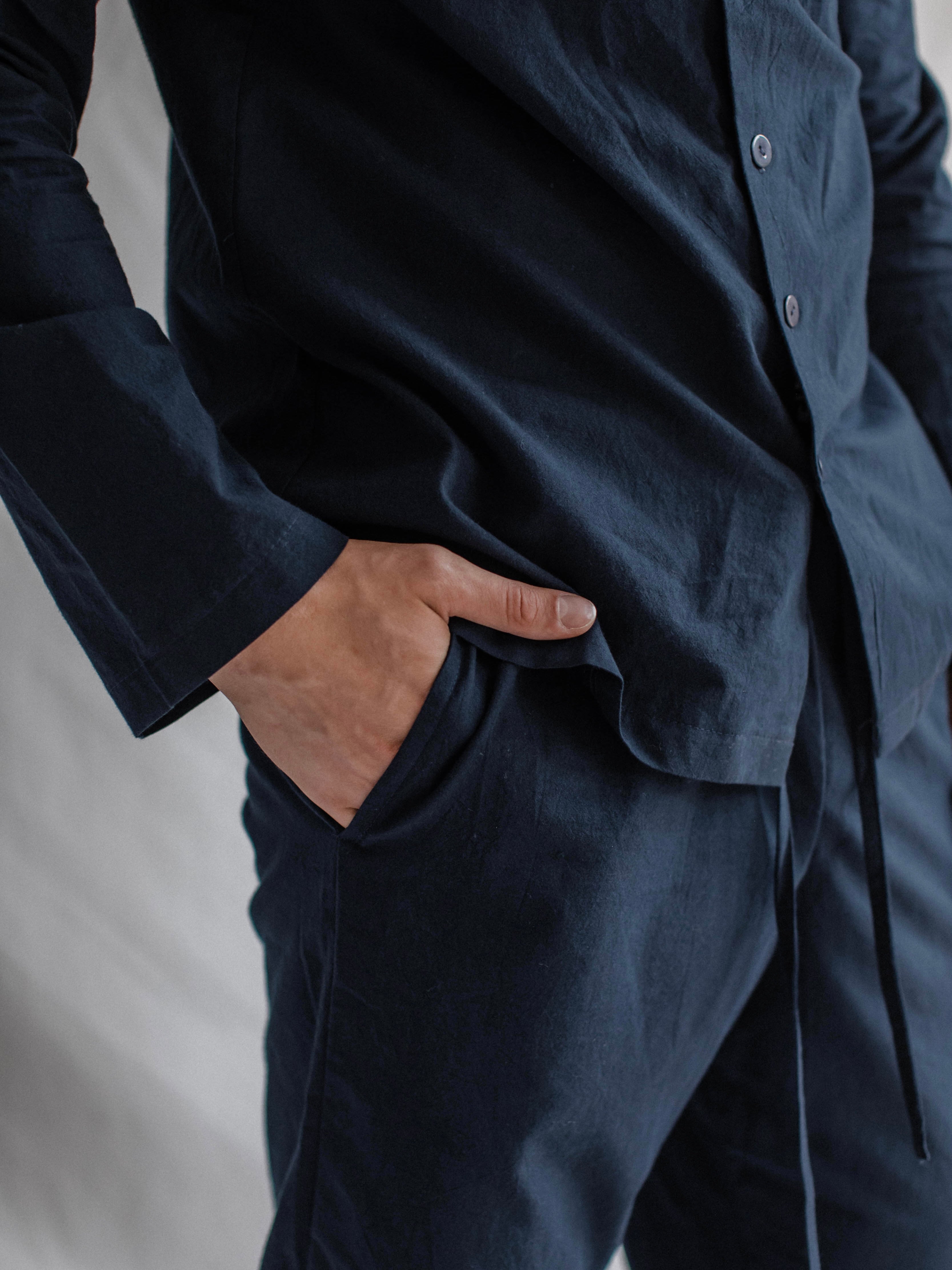 Pantalones para hombre de algodón peinado Leglo Navy
