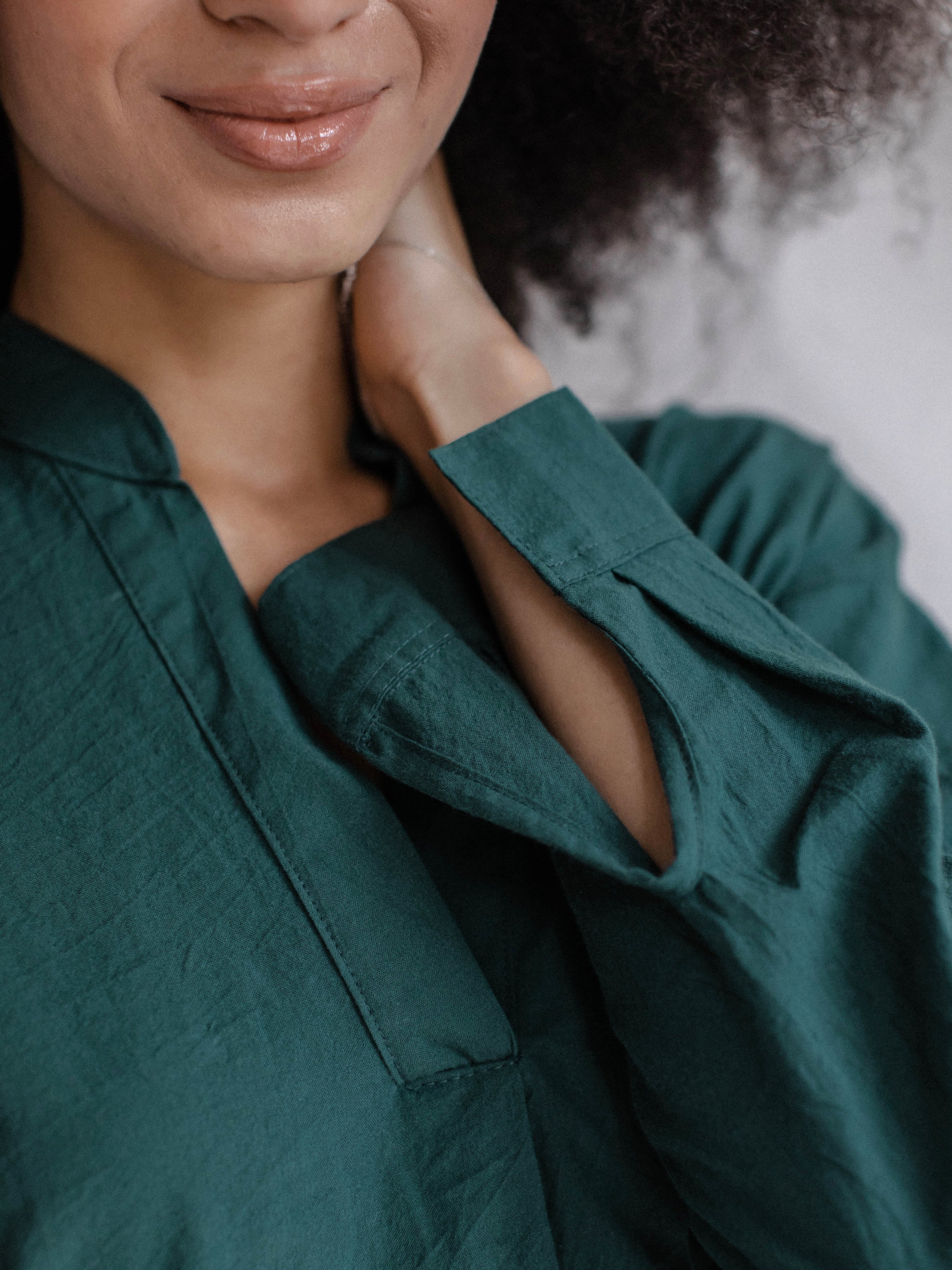 Camisa feminina de algodão cozido Leglo Smaragd