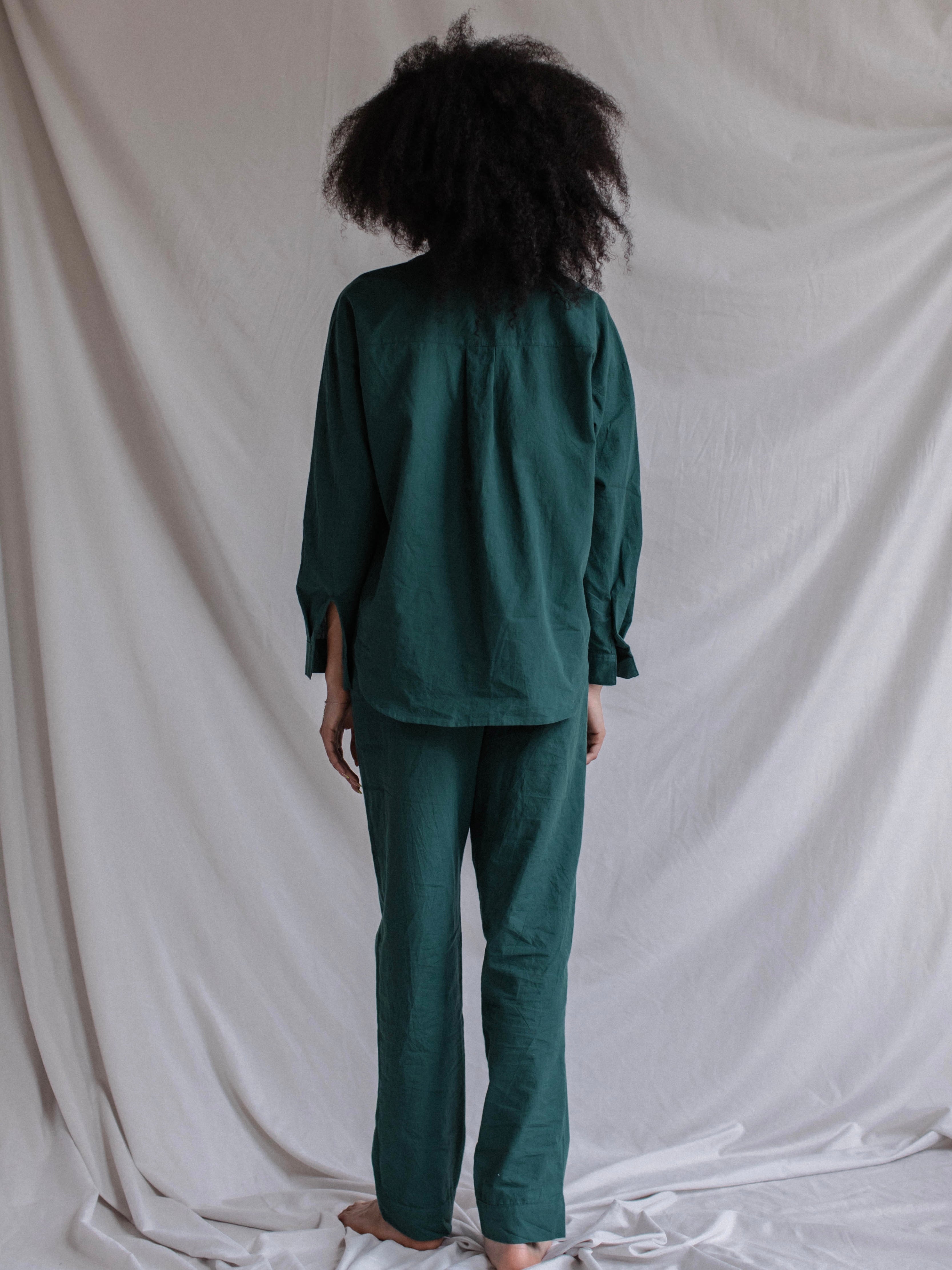 Women's boiled cotton pants Leglo Smaragd