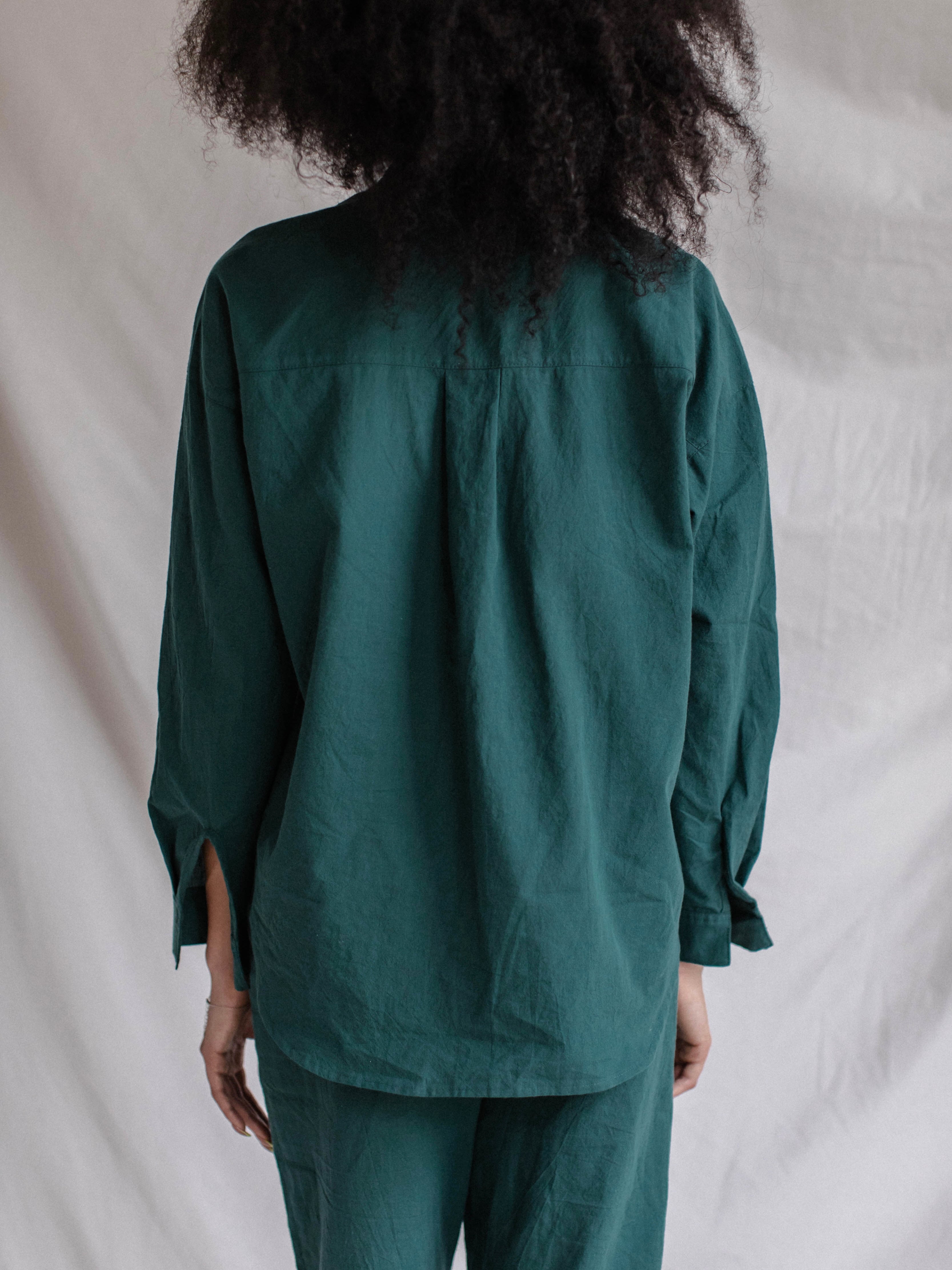 Camisa feminina de algodão cozido Leglo Smaragd