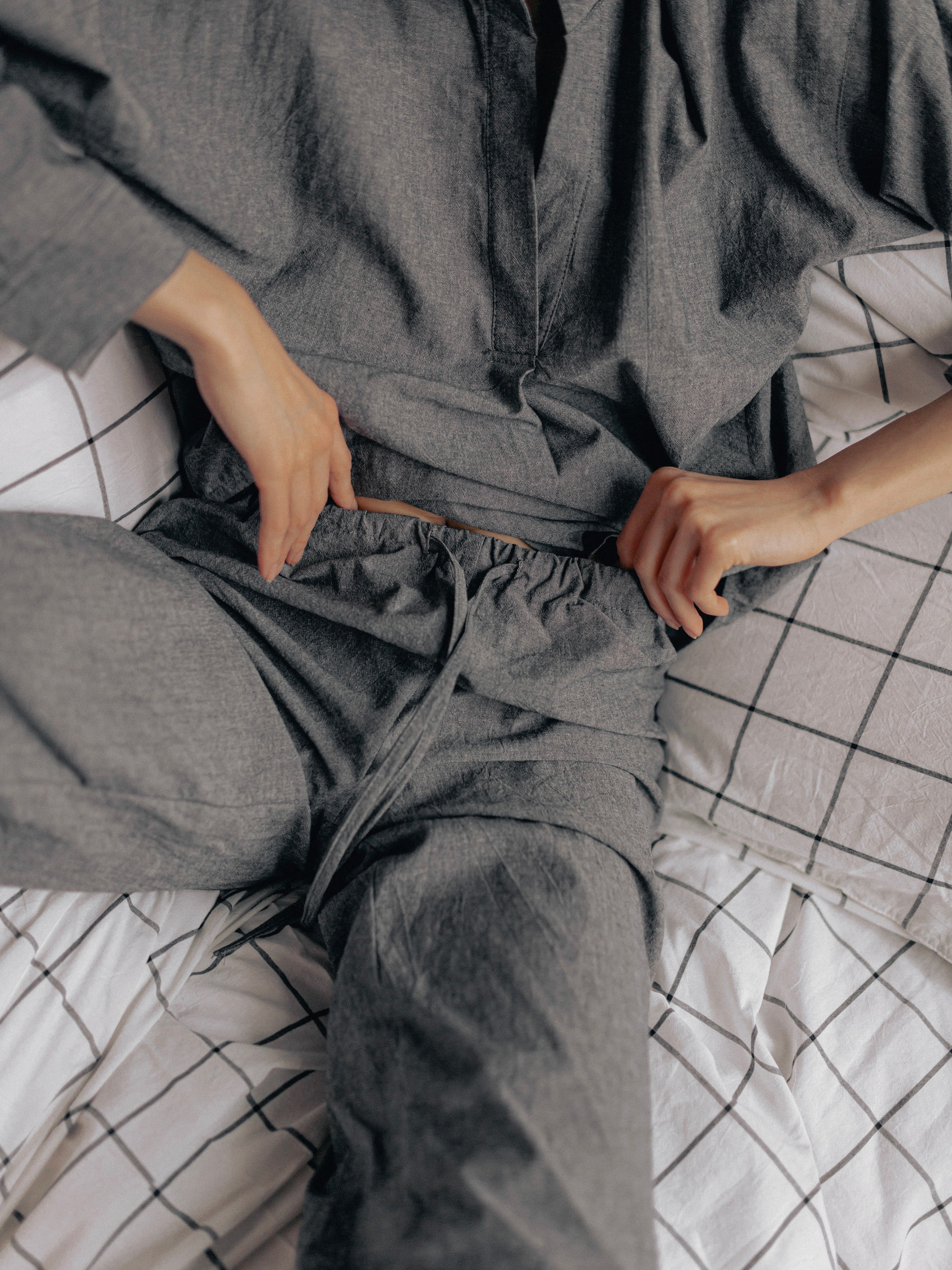 Women's pajama made of boiled cotton Silver