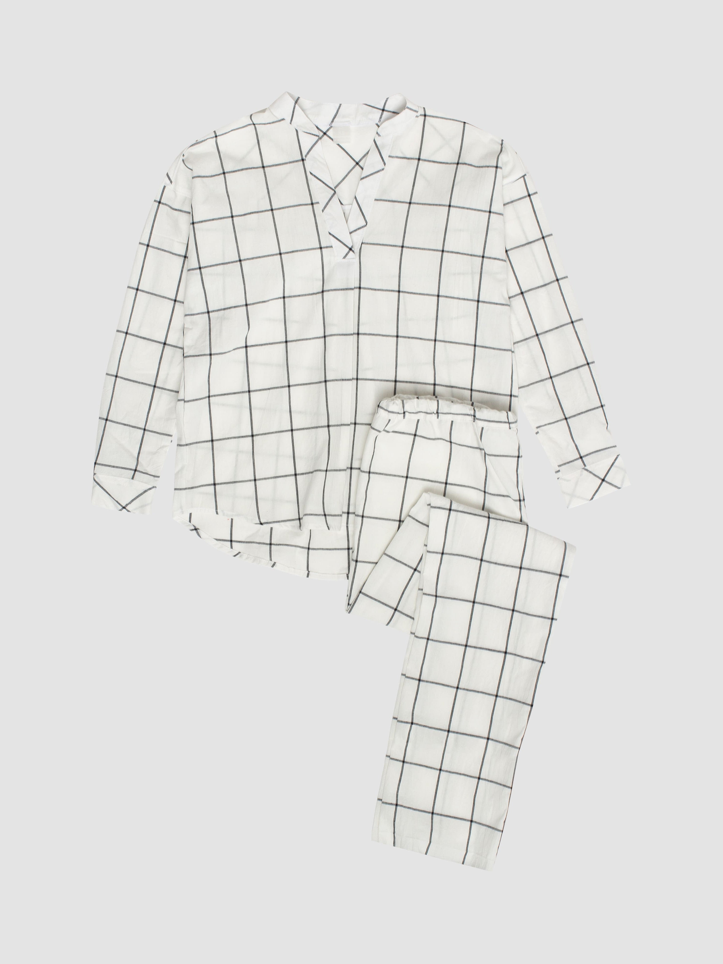Women's boiled cotton pajamas Grid