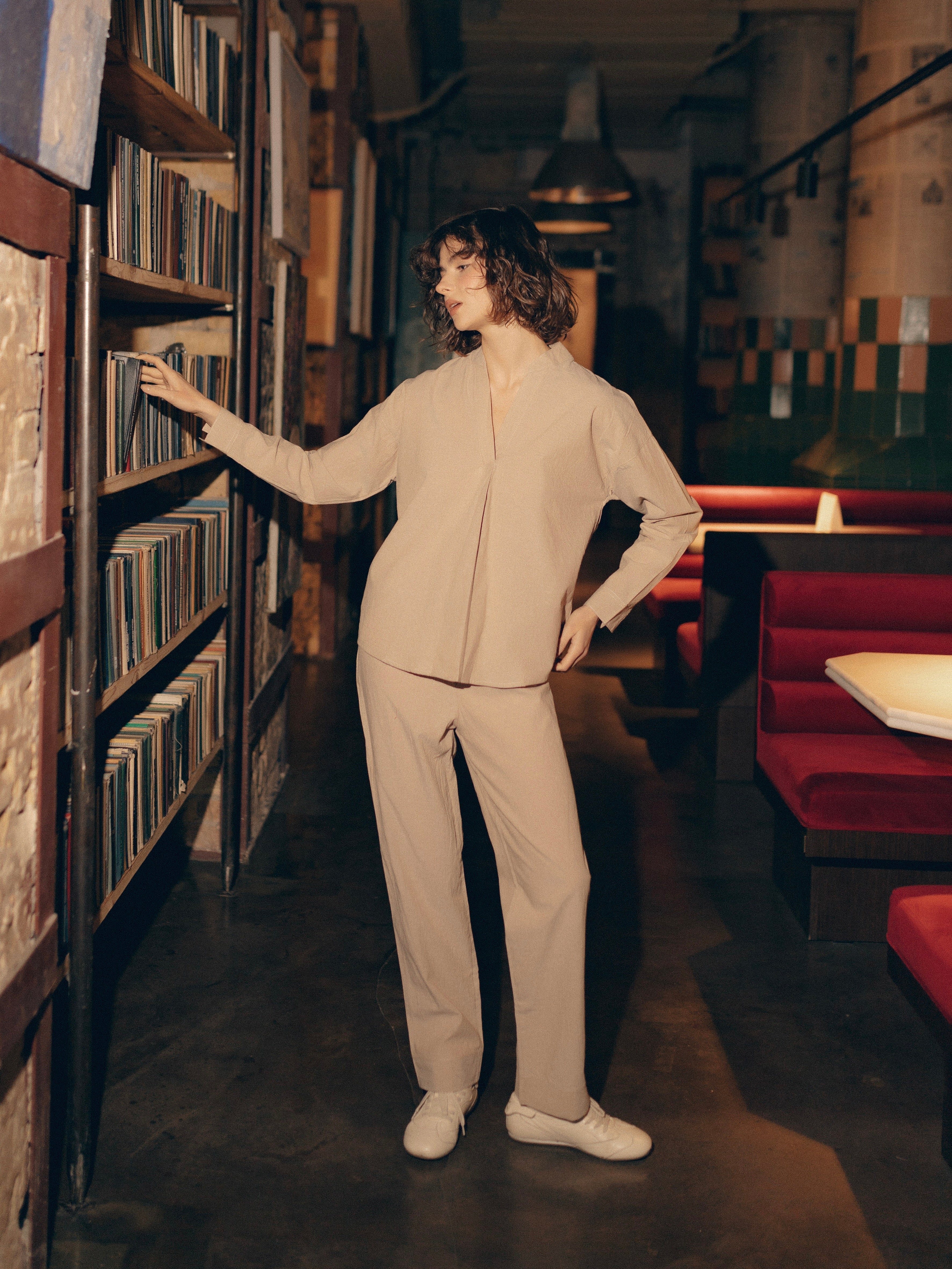 Women's pajama made of boiled cotton Almond