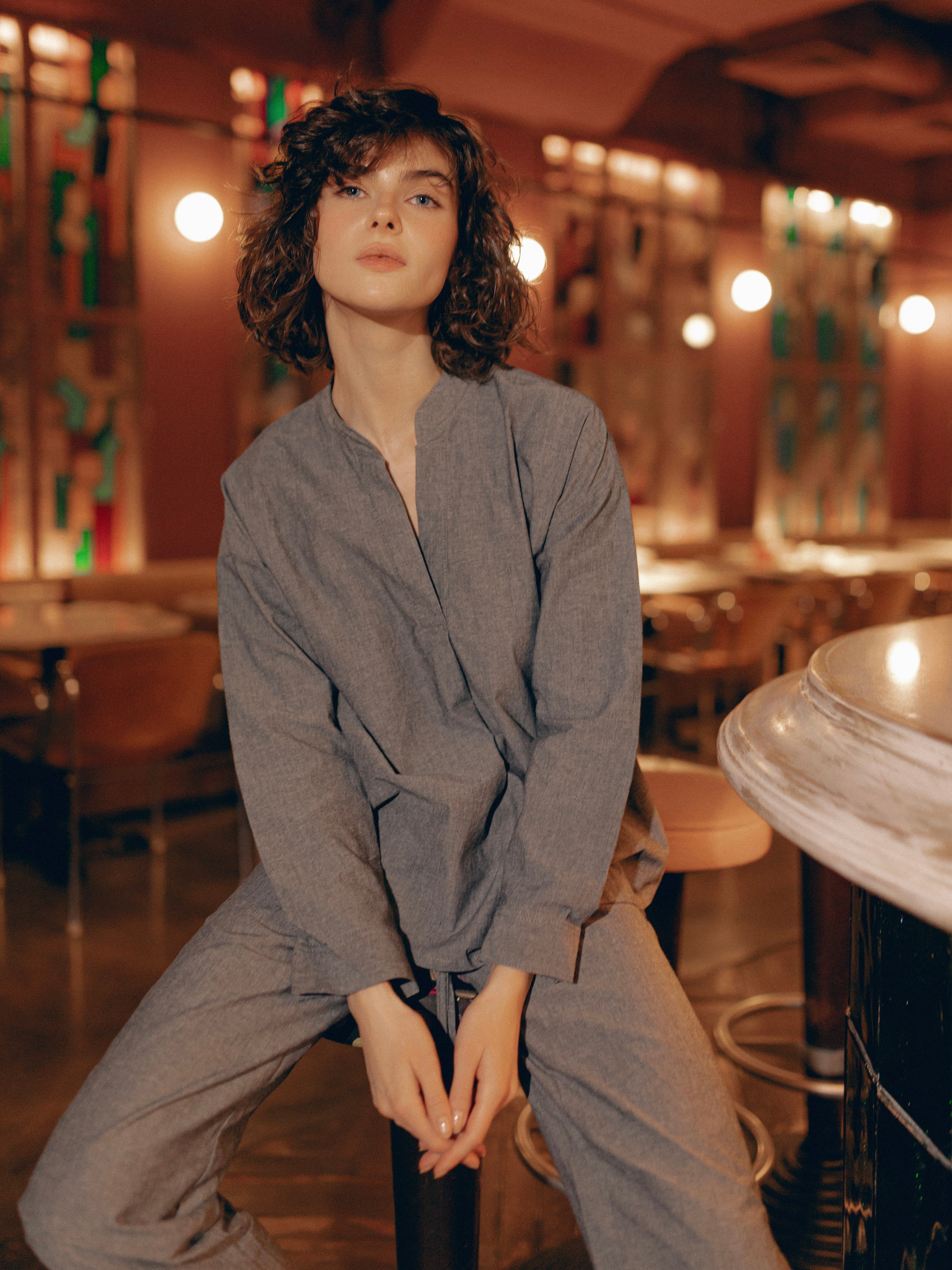 Women's pajama made of boiled cotton Silver