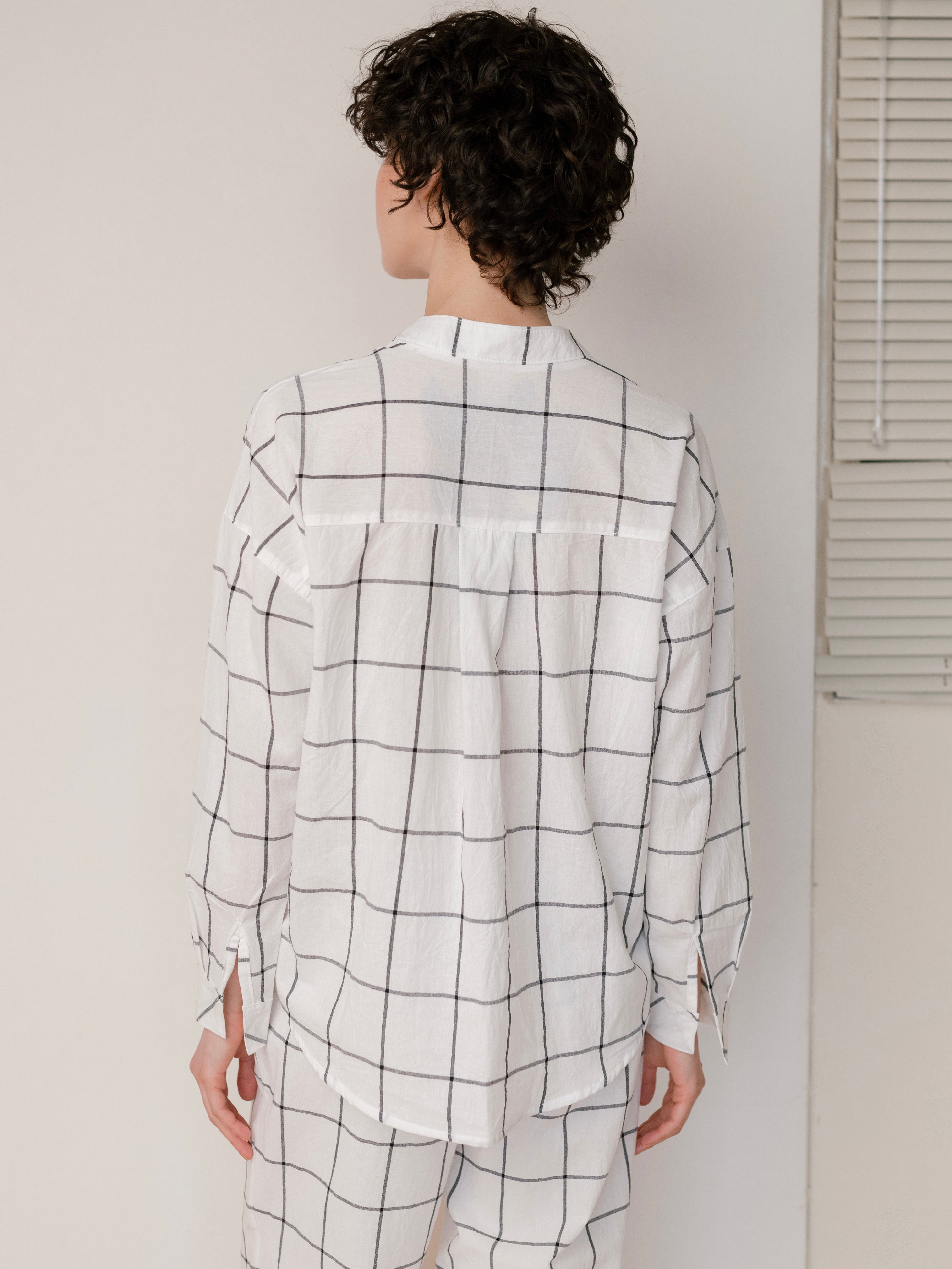 Women's boiled cotton pajamas Grid