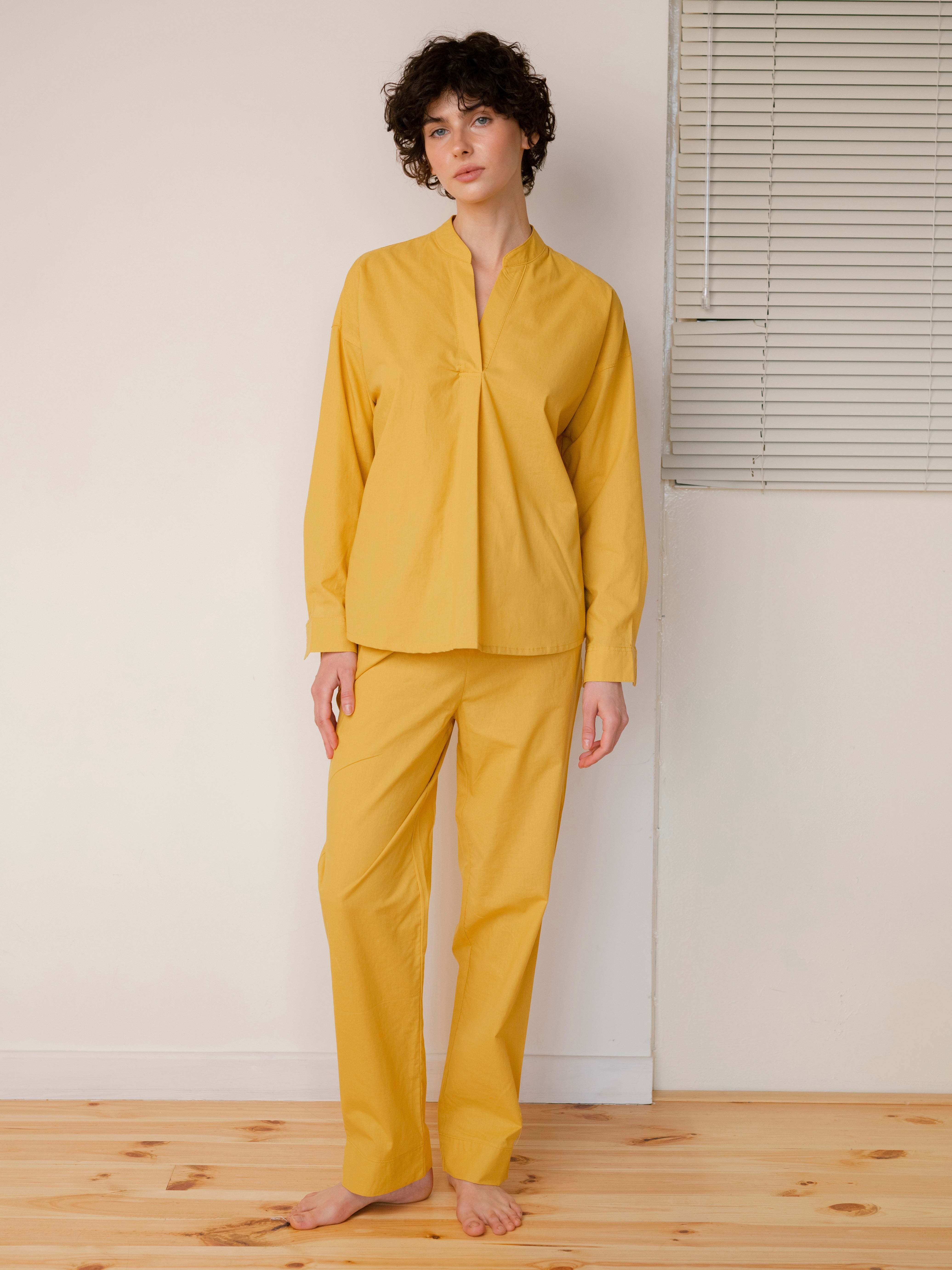 Women's pajama made of boiled cotton Curry