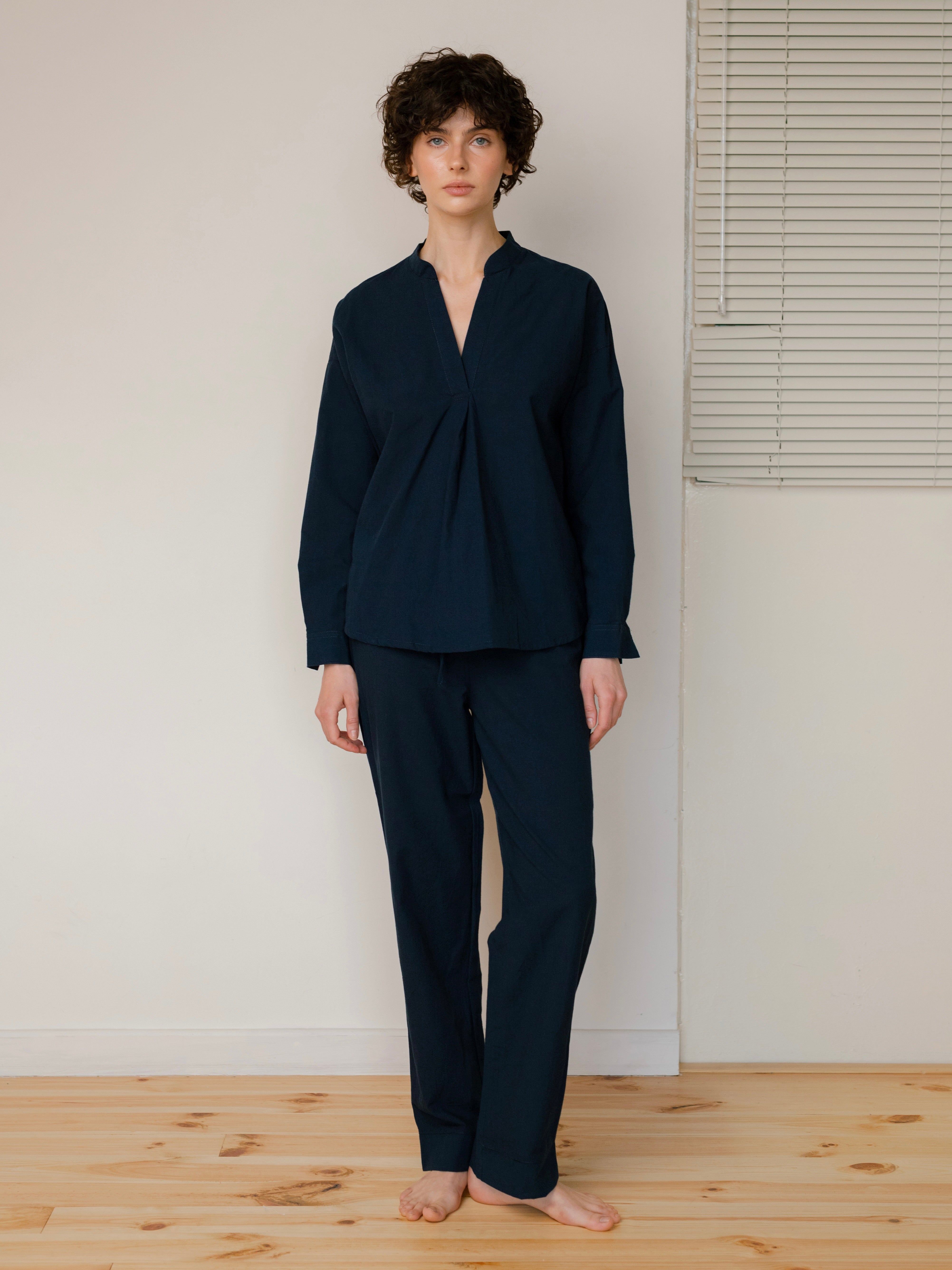 Women's boiled cotton pajamas Navy